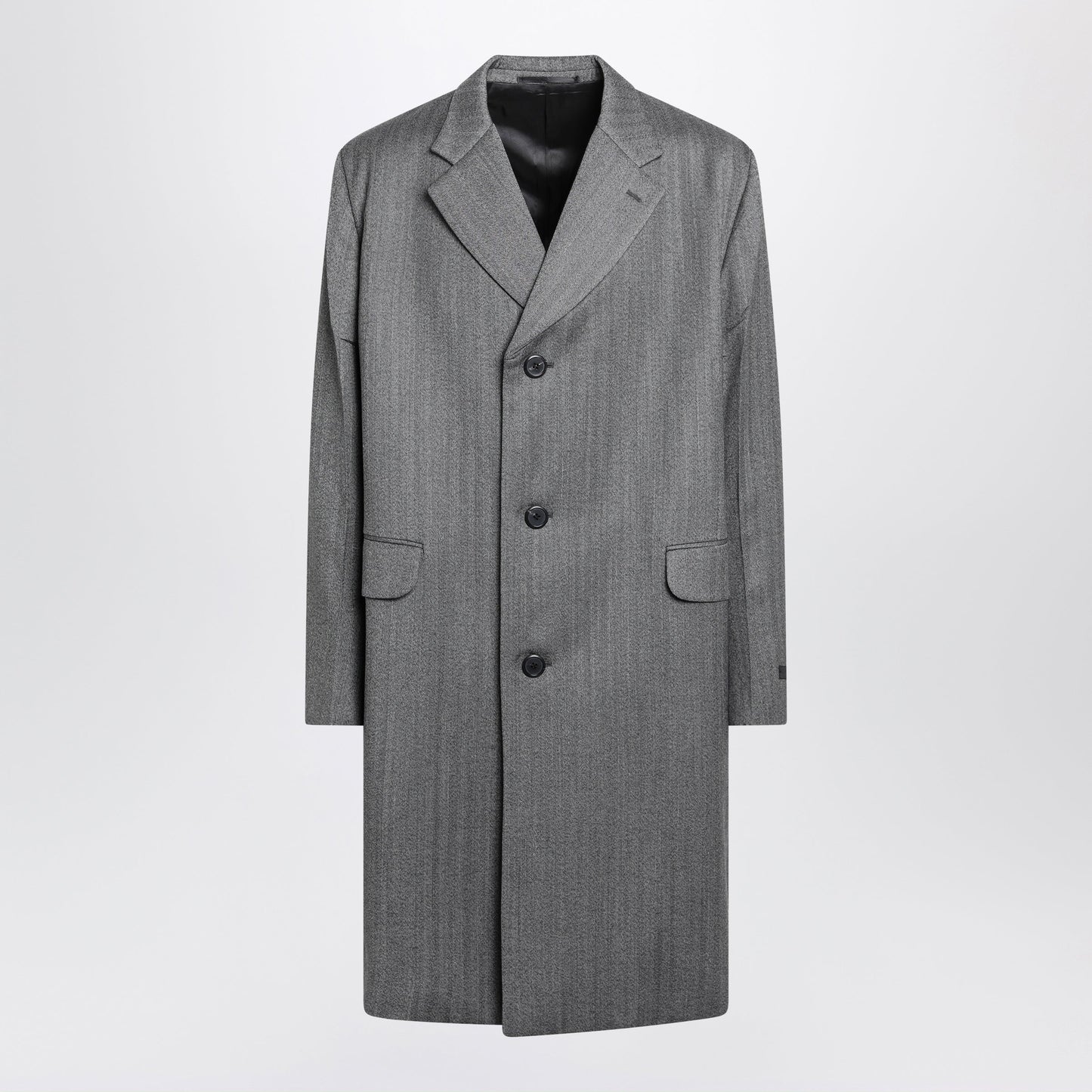 Prada Gray Single-Breasted Wool Coat Men PRADA