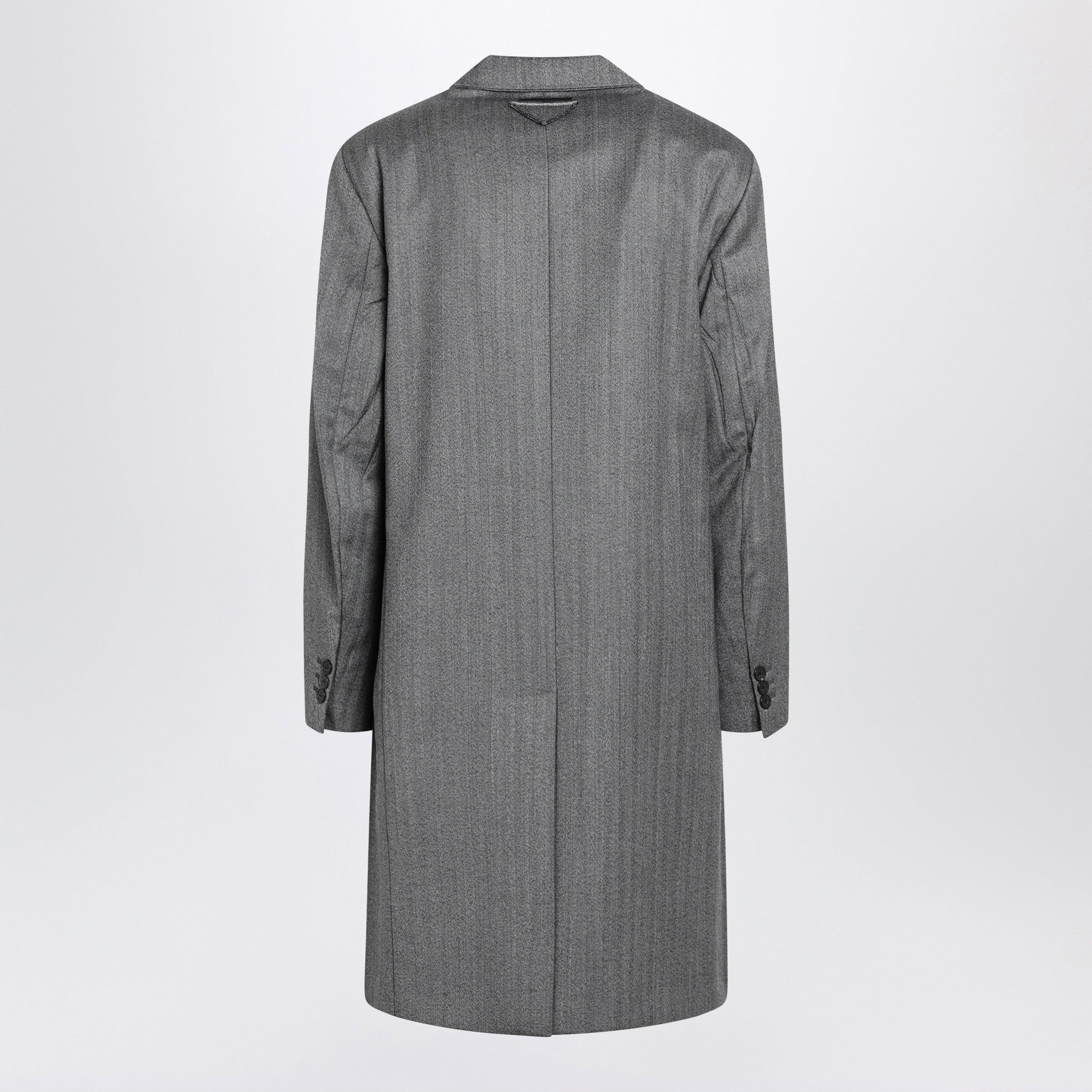 Prada Gray Single-Breasted Wool Coat Men PRADA