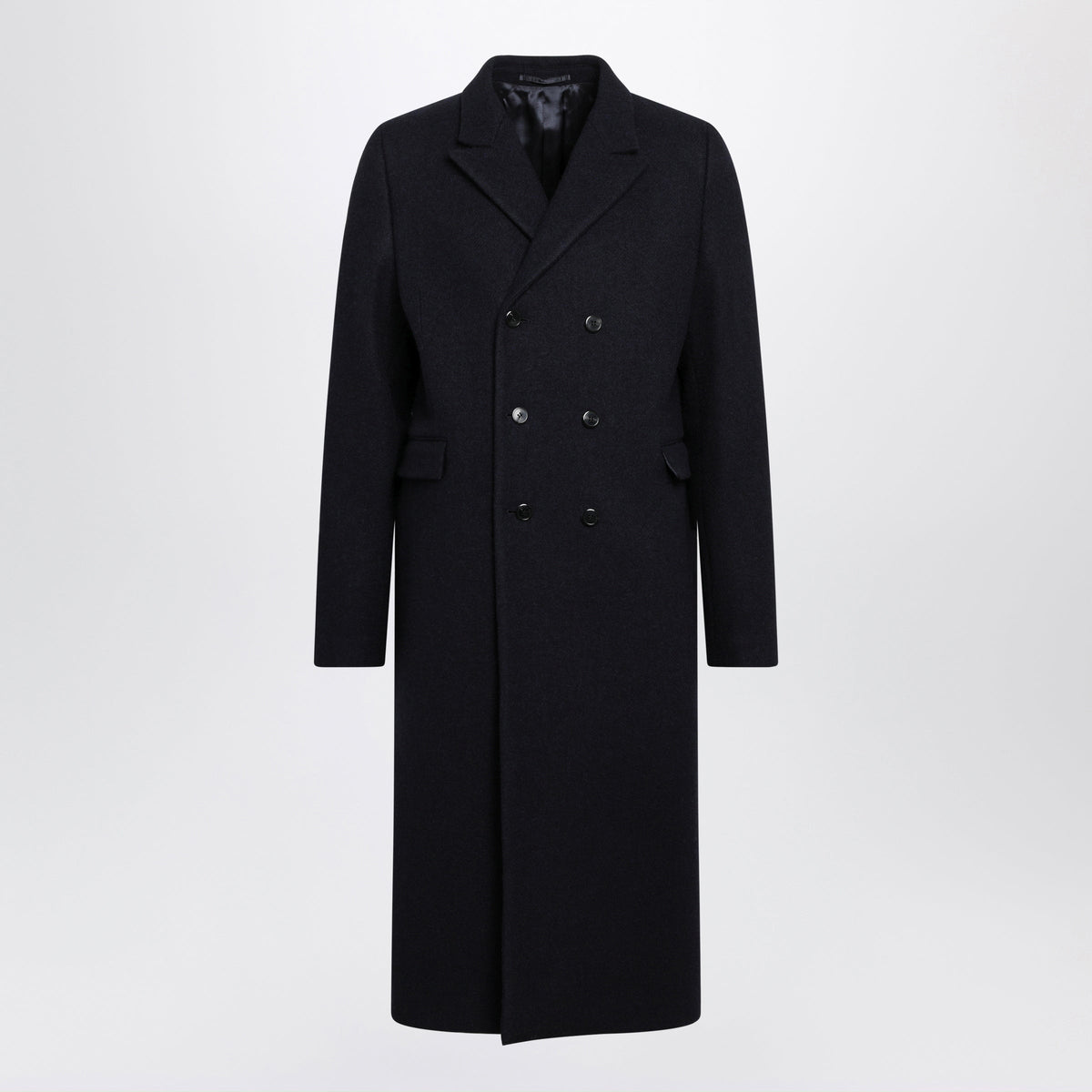 Prada Blue Double-Breasted Virgin Wool Overcoat Men PRADA
