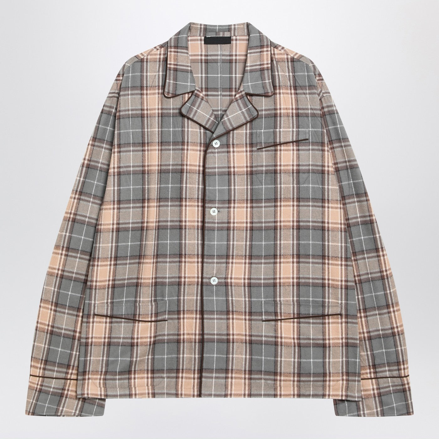Prada Steel/Cameo Checked Cotton Shirt Men PRADA
