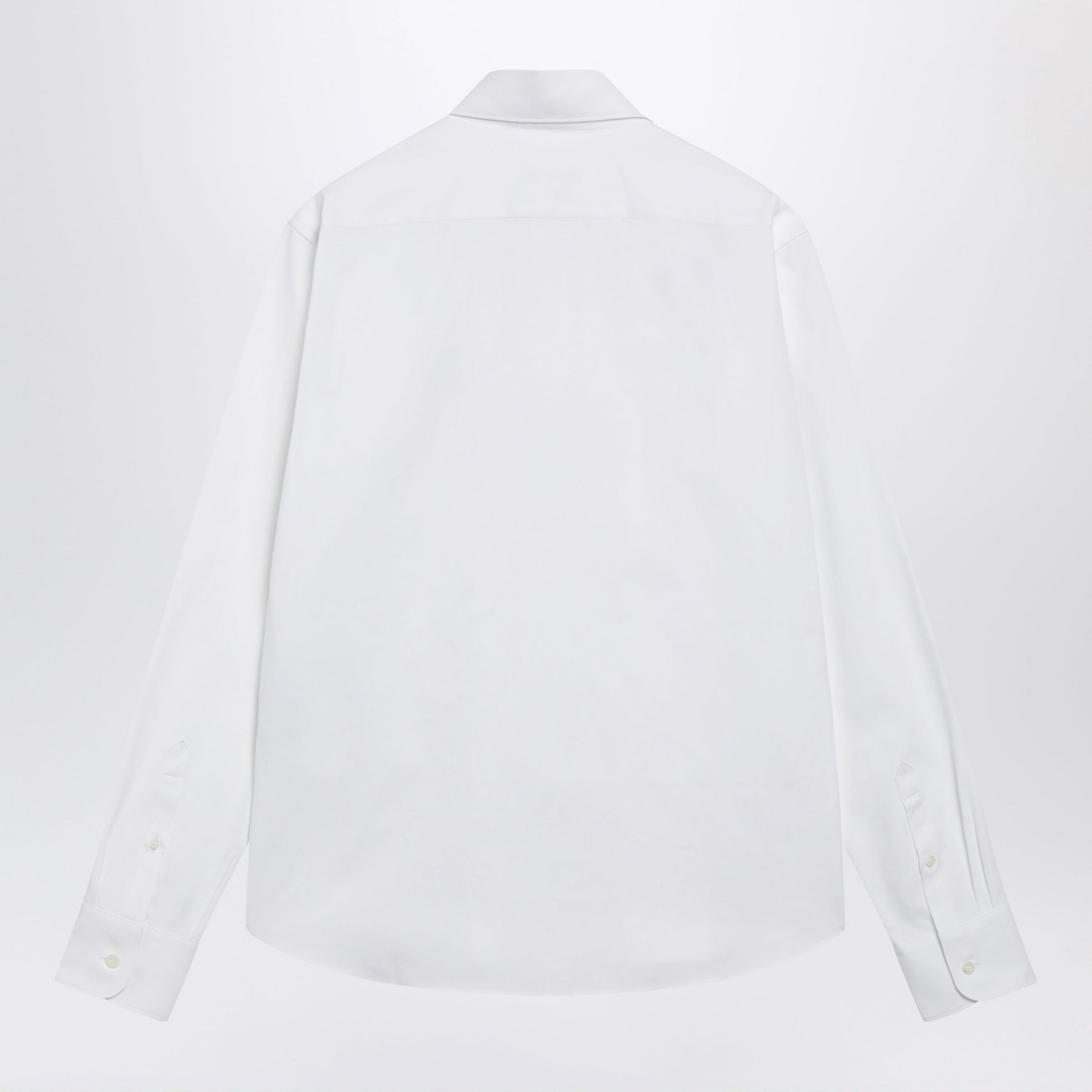 Prada Classic-Fit Cotton Shirt With Embroidered Logo In White Men PRADA