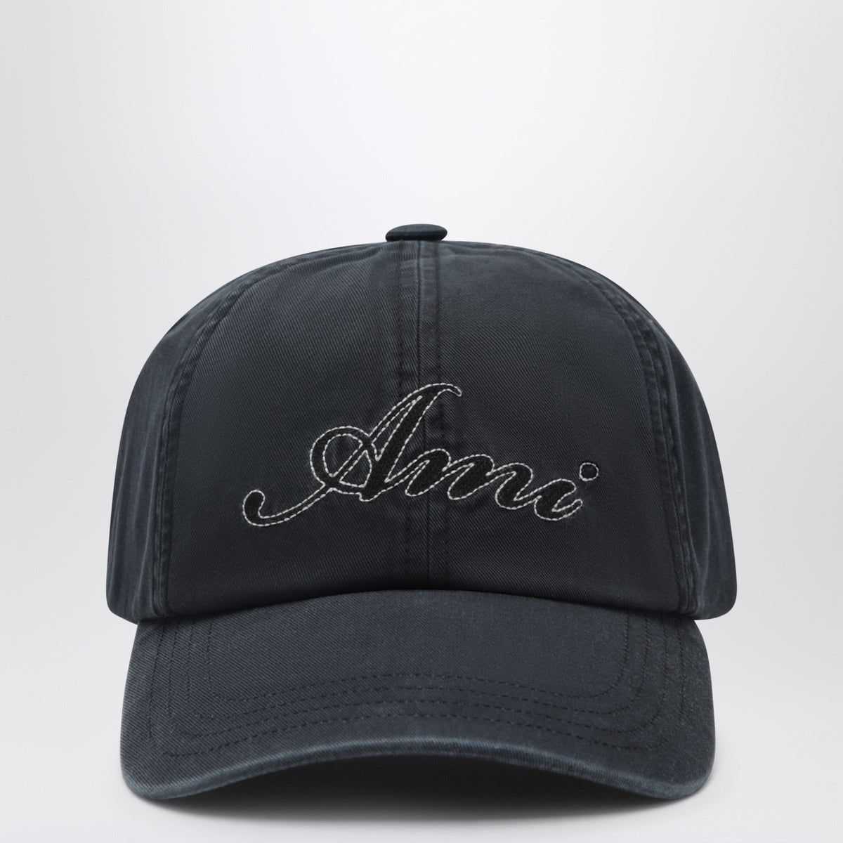 Ami Paris Faded Black Cotton Cap Men AMI PARIS