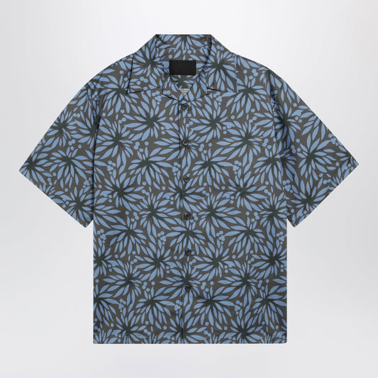 Prada Hematite/Black Floral Print Bowling Shirt Men PRADA