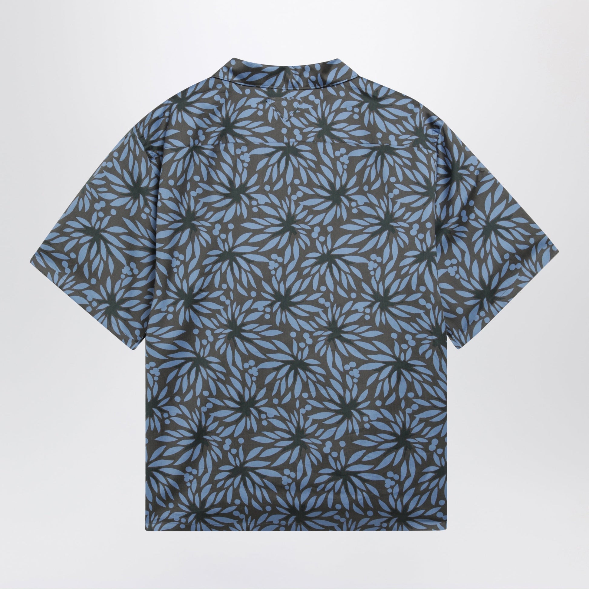 Prada Hematite/Black Floral Print Bowling Shirt Men PRADA