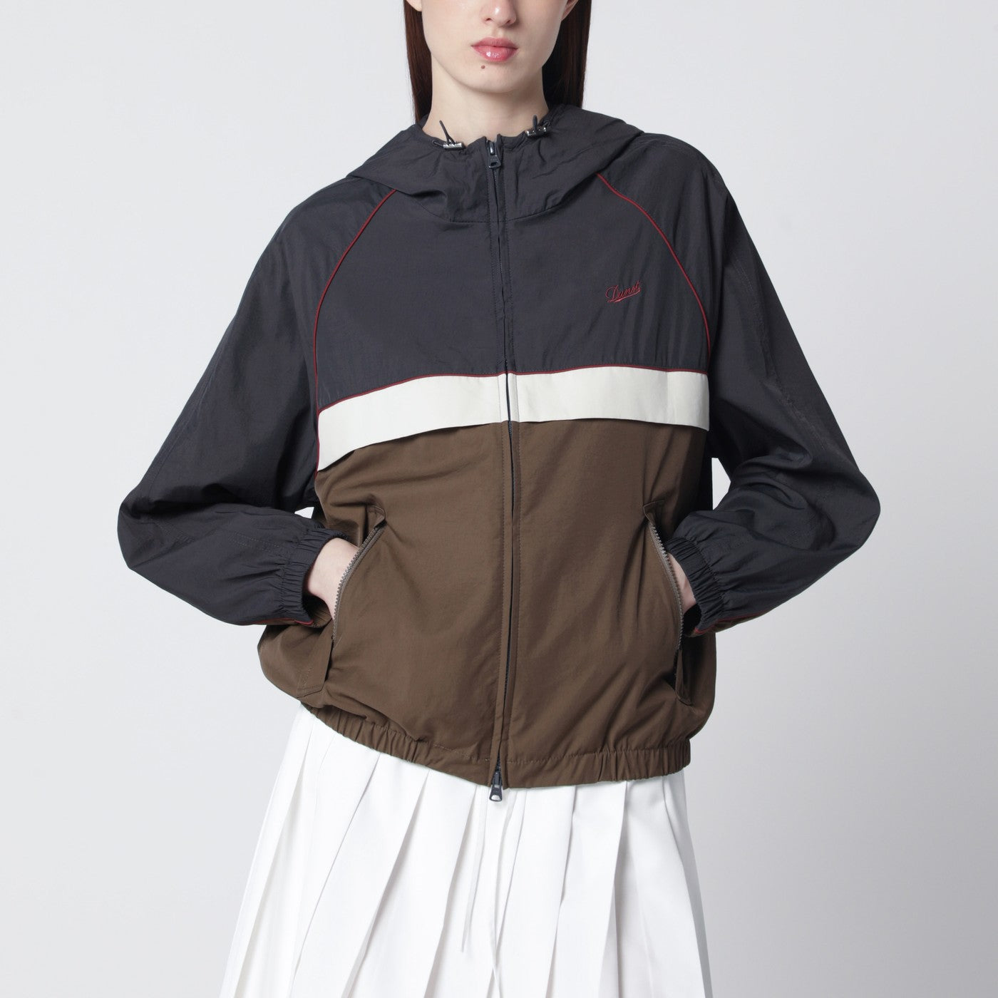 Dunst Grey/Beige/Brown Zip-Up Windbreaker Women Dunst