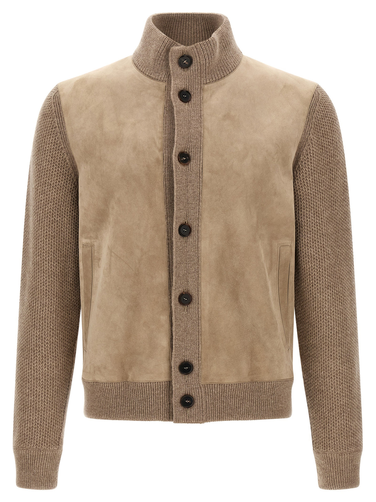 Zegna Men Suede Panel Cardigan ZEGNA