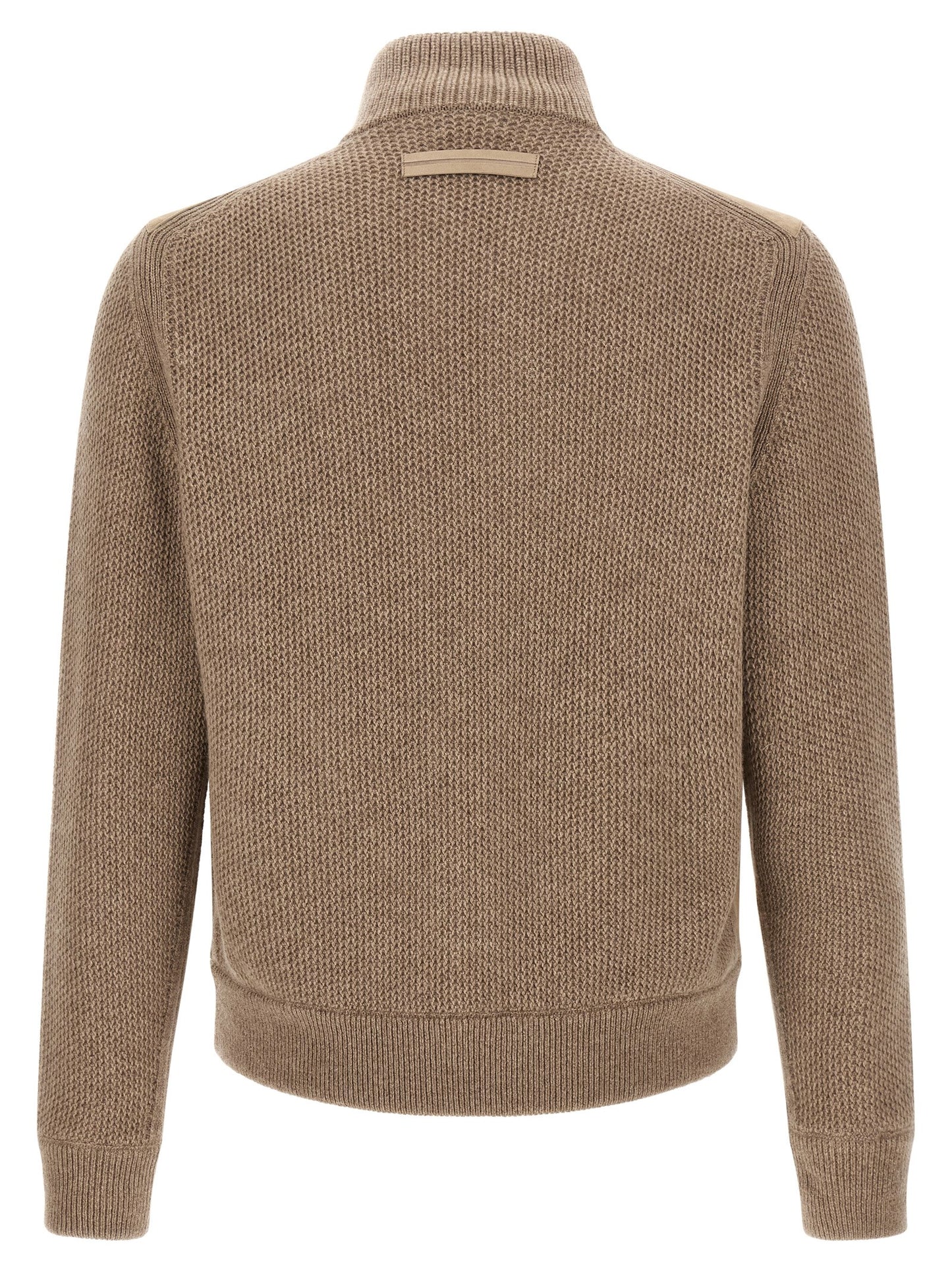 Zegna Men Suede Panel Cardigan ZEGNA