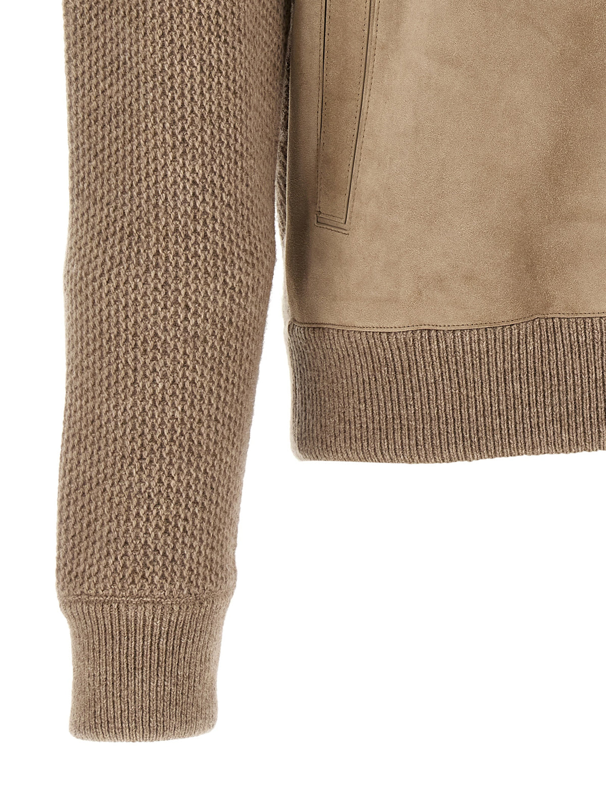 Zegna Men Suede Panel Cardigan ZEGNA