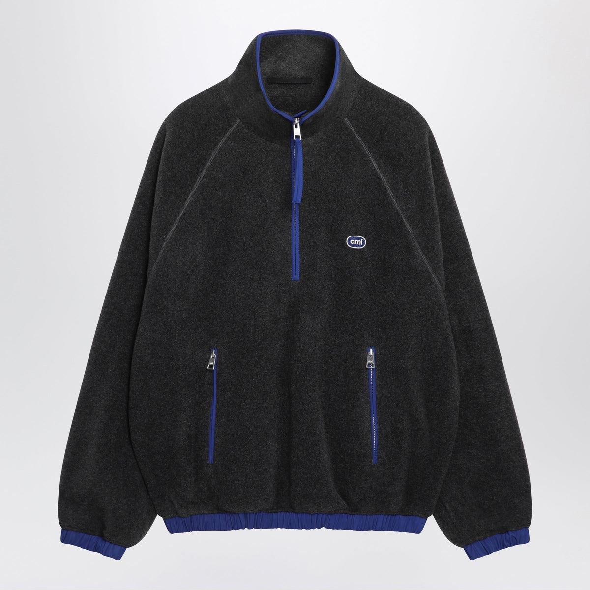 Ami Paris Charcoal Grey Fleece Sweatshirt With Ami Patch Women AMI PARIS