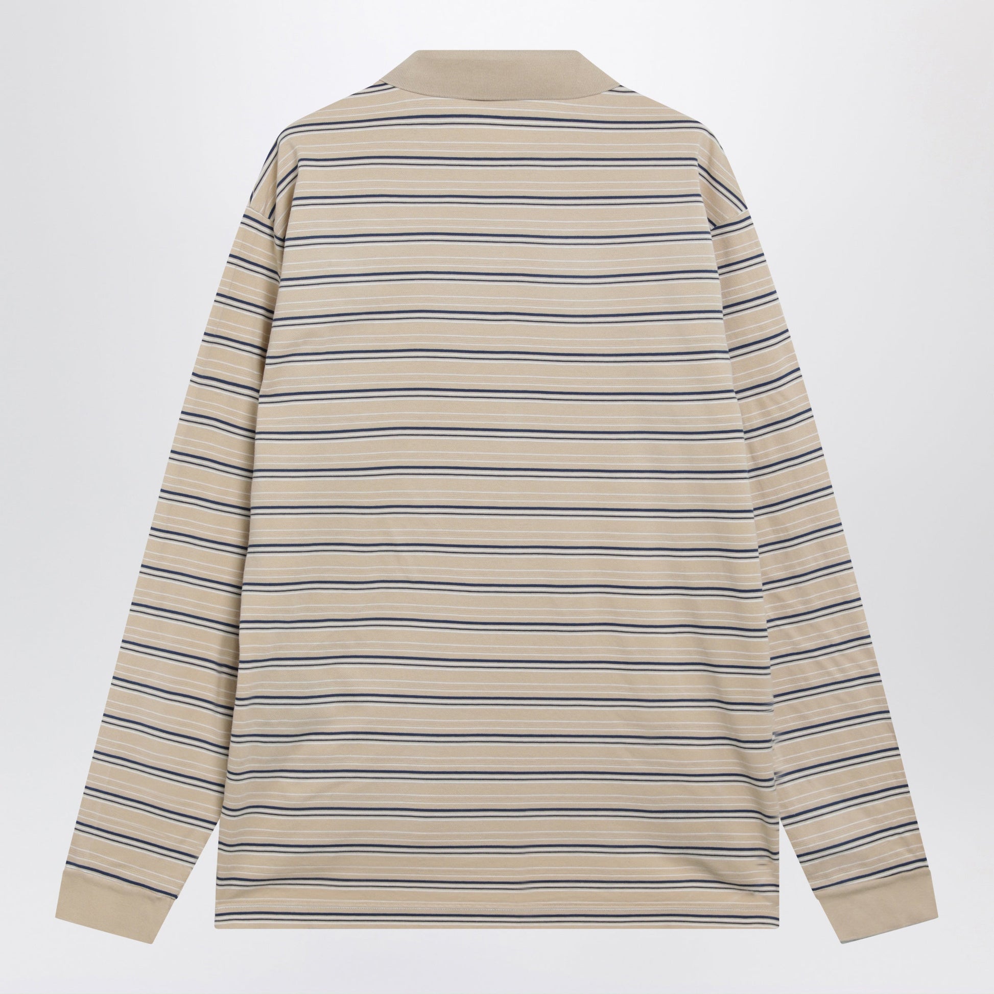 Prada Striped Cotton Pique Polo Shirt In Desert And Royal Men PRADA