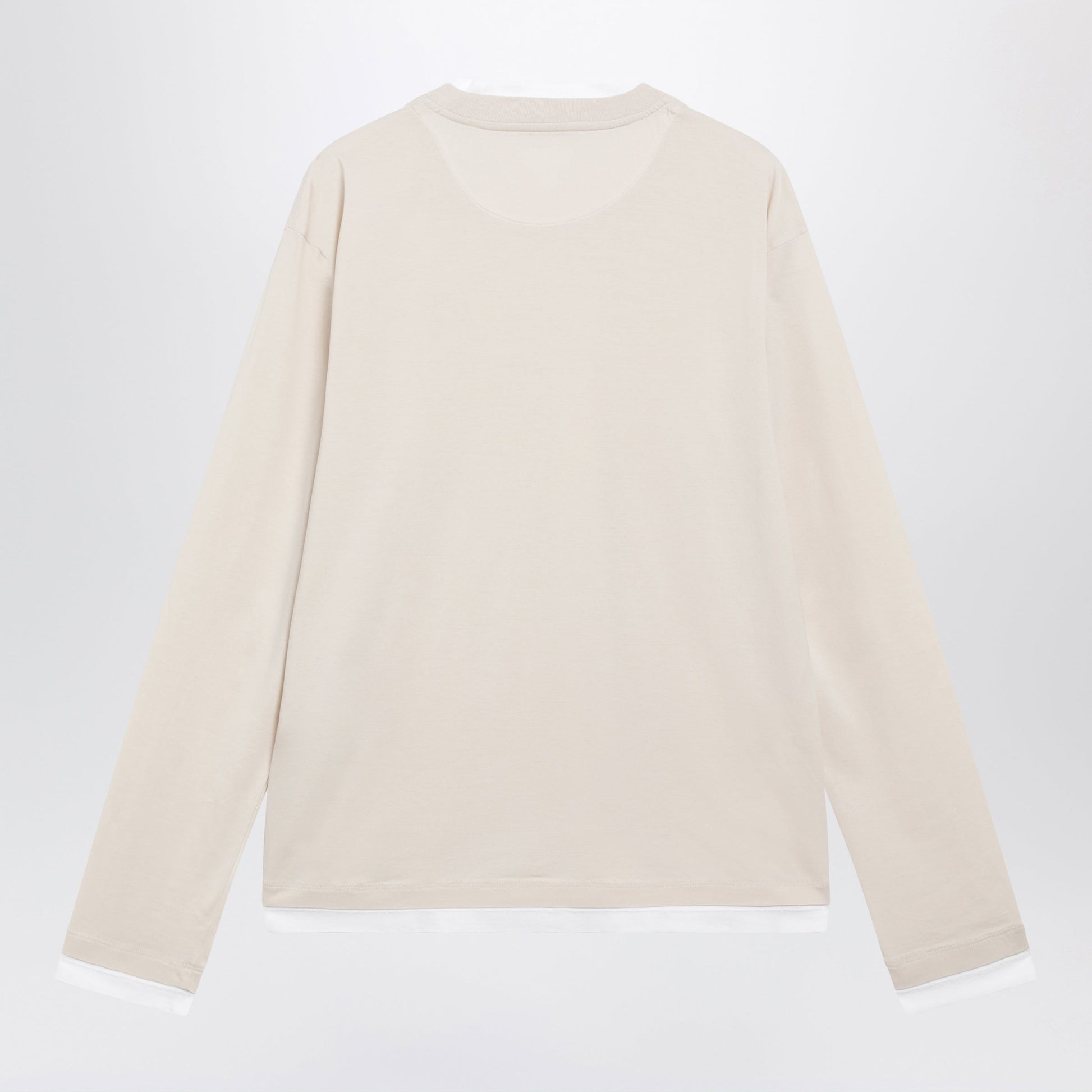 Prada Talc White Long-Sleeve Cotton Top Men PRADA
