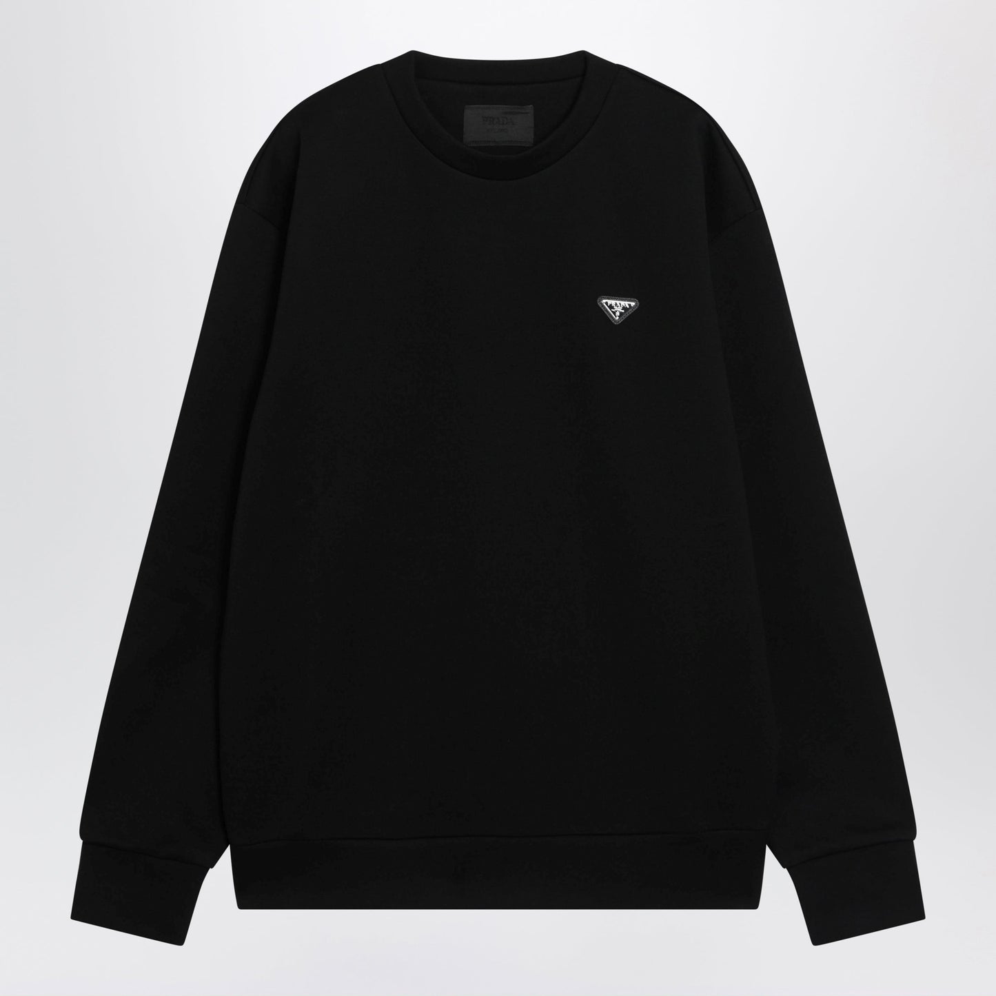 Prada Black Crewneck Sweatshirt In Technical Cotton Men PRADA