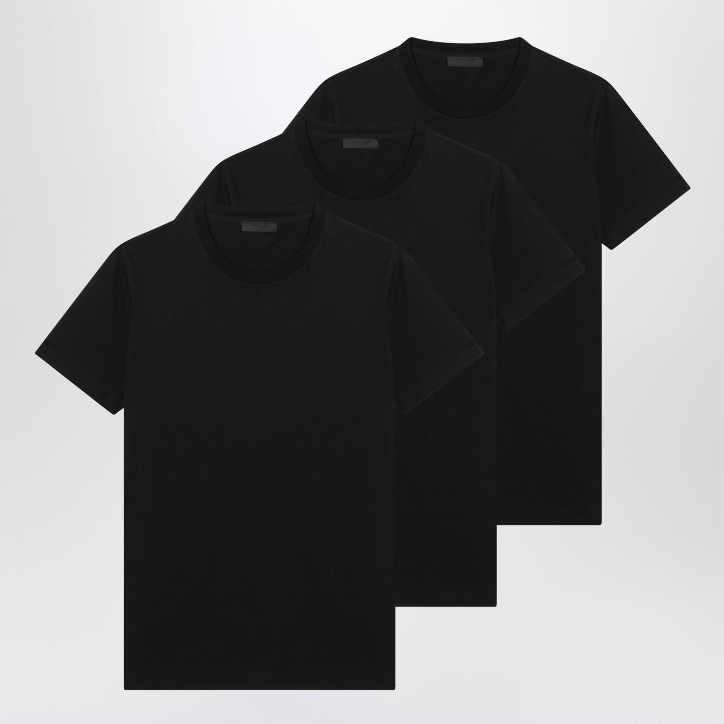Prada Set Of Three Black Cotton T-Shirts Men PRADA