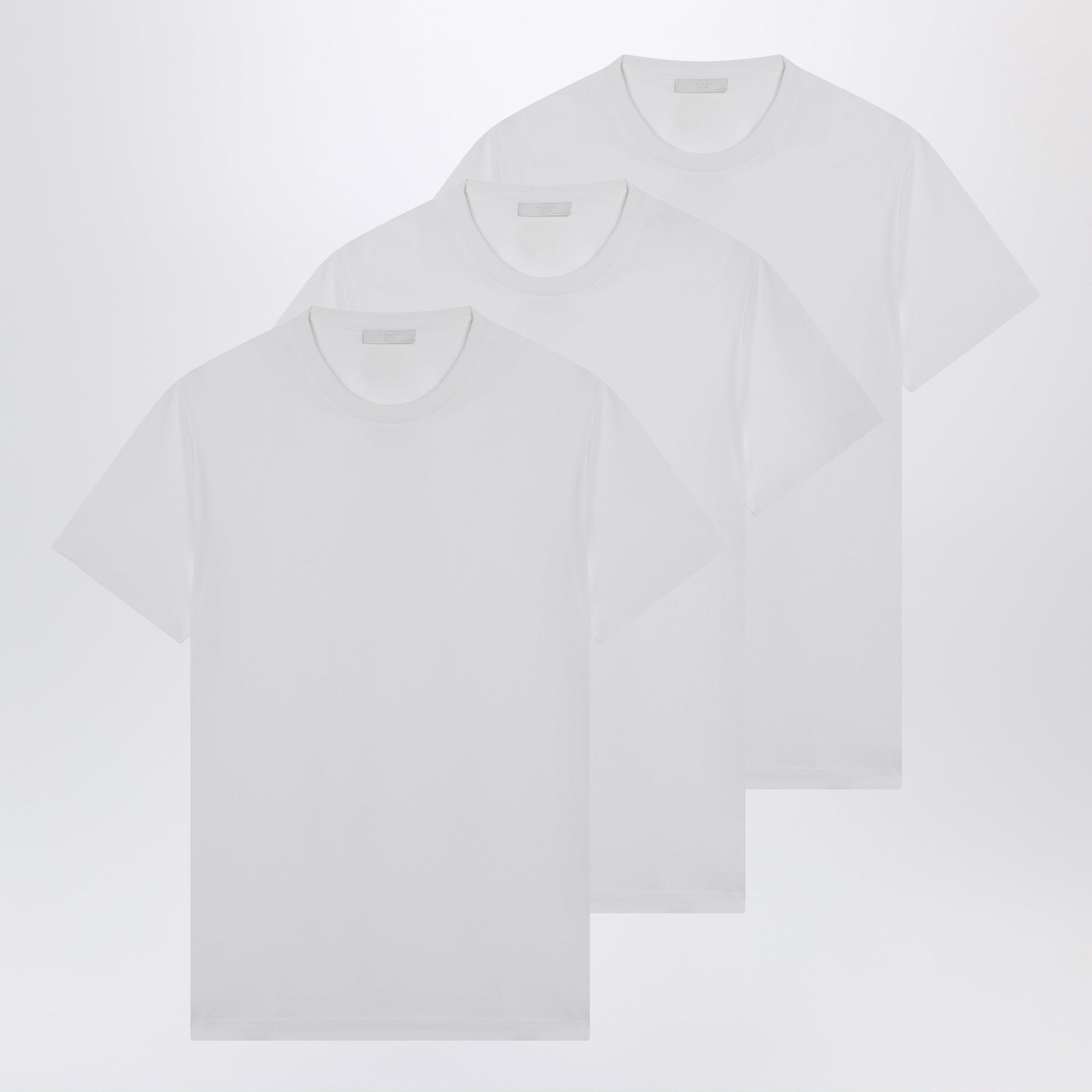 Prada Set Of Three White Cotton T-Shirts Men PRADA