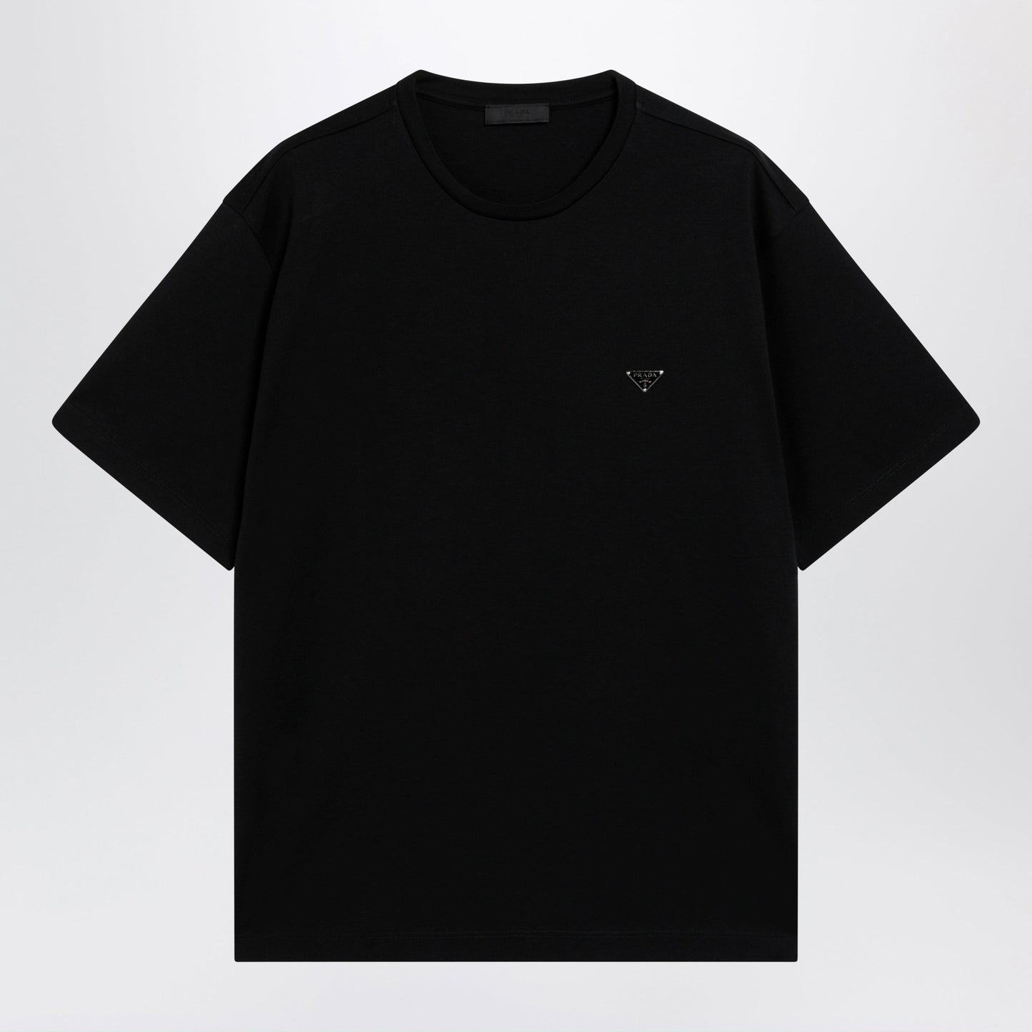 Prada Boxy Cotton Crew-Neck T-Shirt In Black Men PRADA