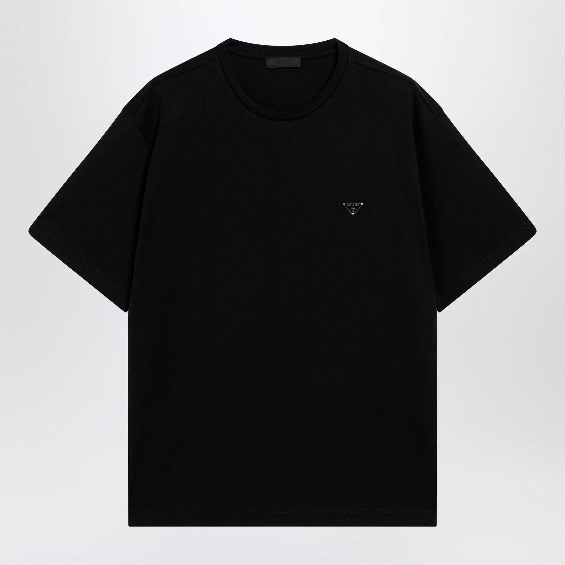 Prada Boxy Cotton Crew-Neck T-Shirt In Black Men PRADA