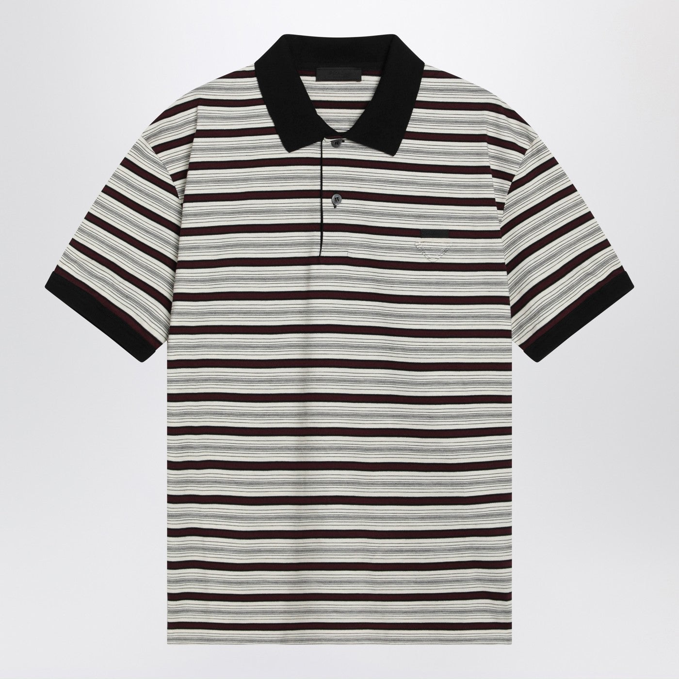 Prada Ivory/Garnet Striped Cotton Polo Shirt Men PRADA