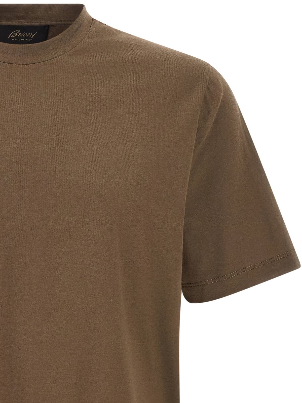 Brioni Men Brown Cotton T-Shirt BRIONI