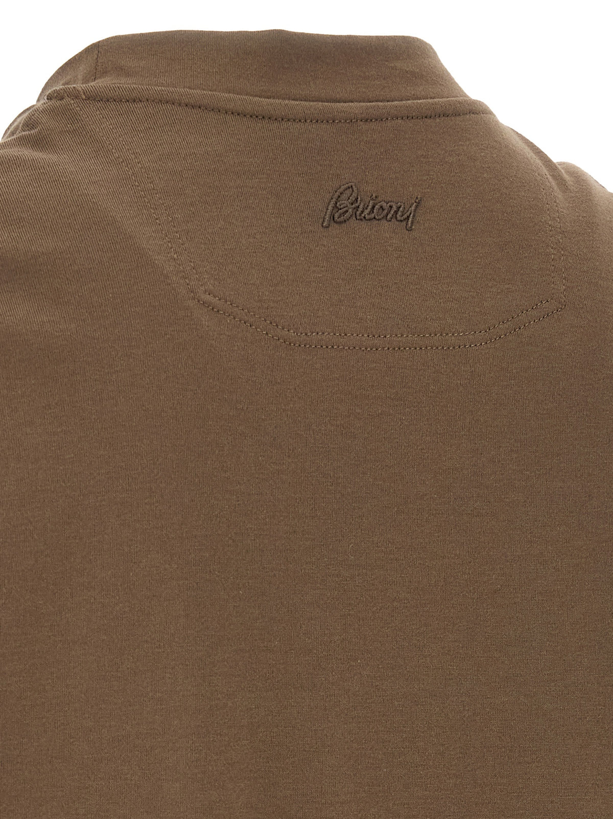 Brioni Men Brown Cotton T-Shirt BRIONI