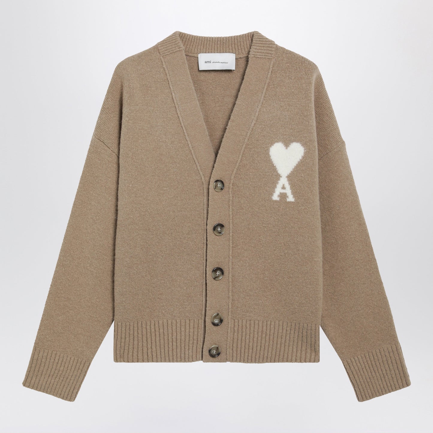 Ami Paris Beige Ami De Coeur Cardigan In Alpaca Blend Women AMI PARIS
