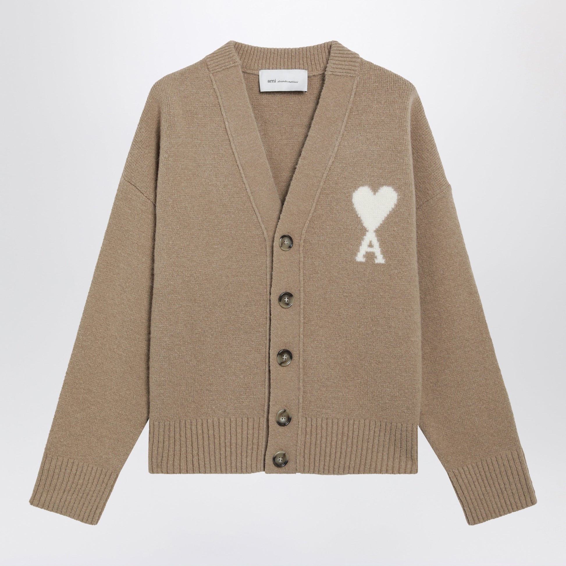 Ami Paris Beige Ami De Coeur Cardigan In Alpaca Blend Women AMI PARIS