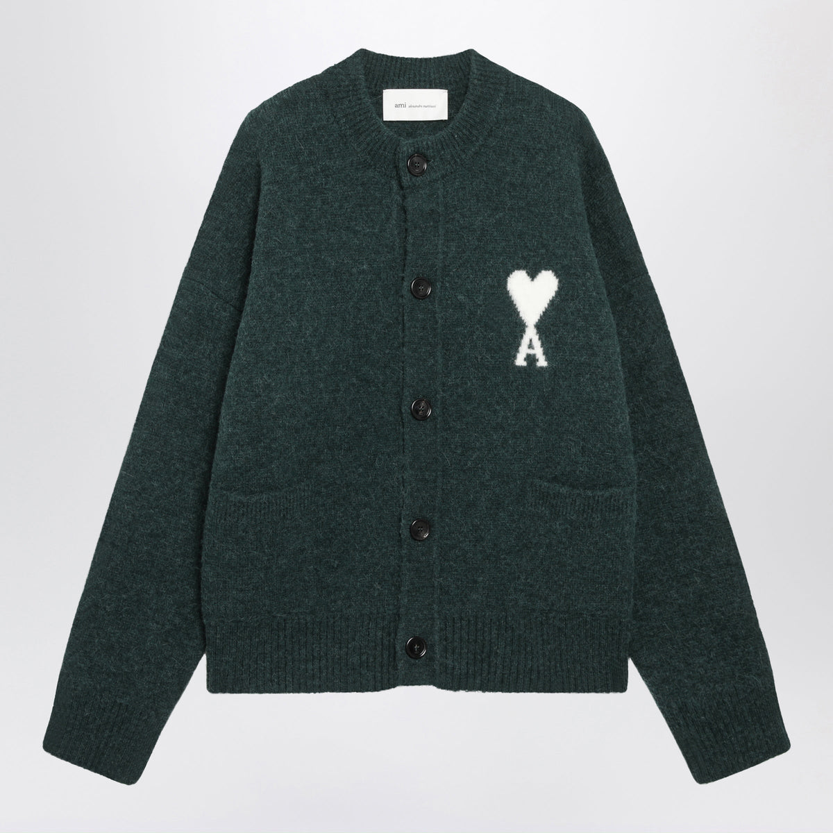 Ami Paris Bottle Green Ami De Coeur Cardigan In Wool Blend Women AMI PARIS