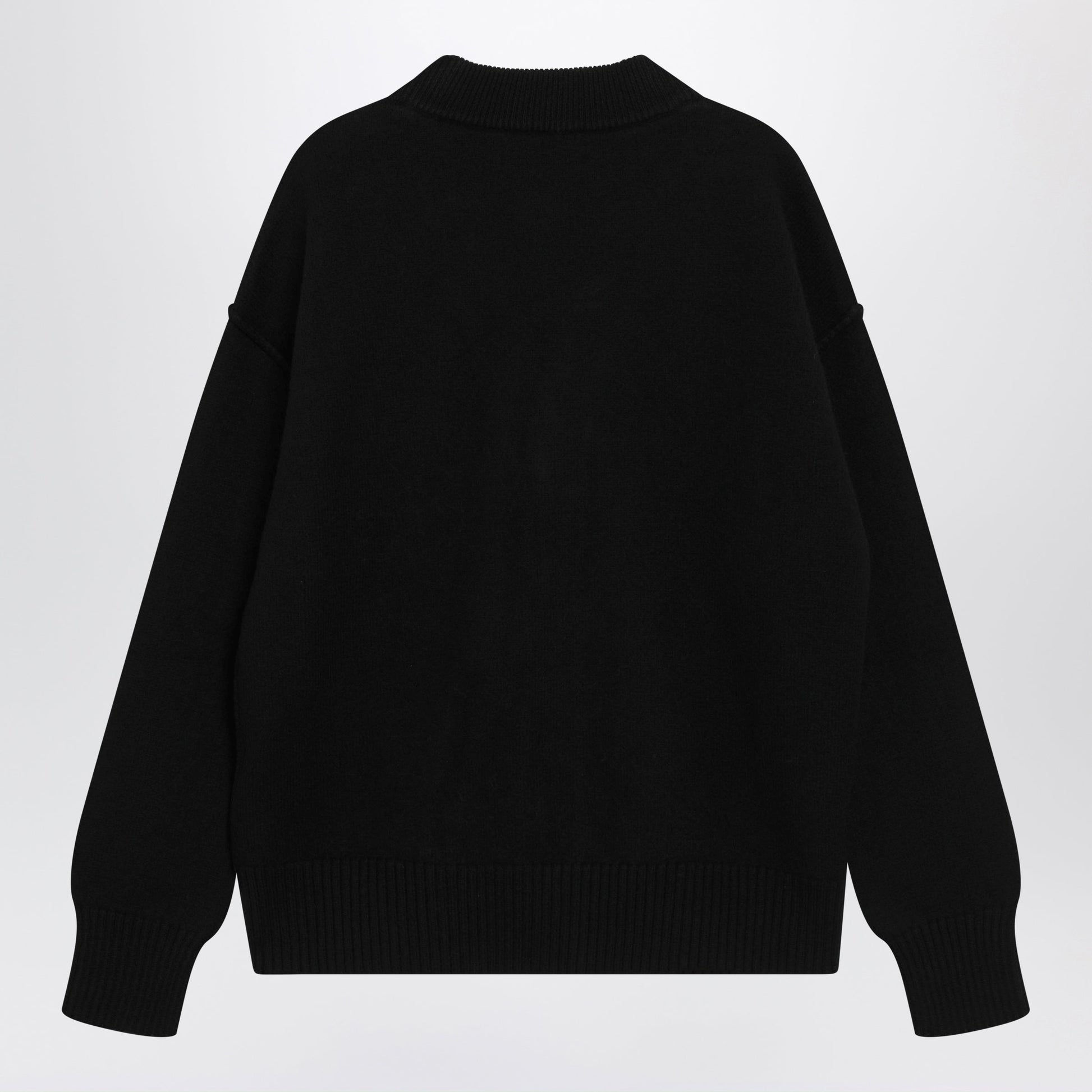 Ami Paris Ami De Coeur Cardigan In Black Merino Wool Knit Women AMI PARIS