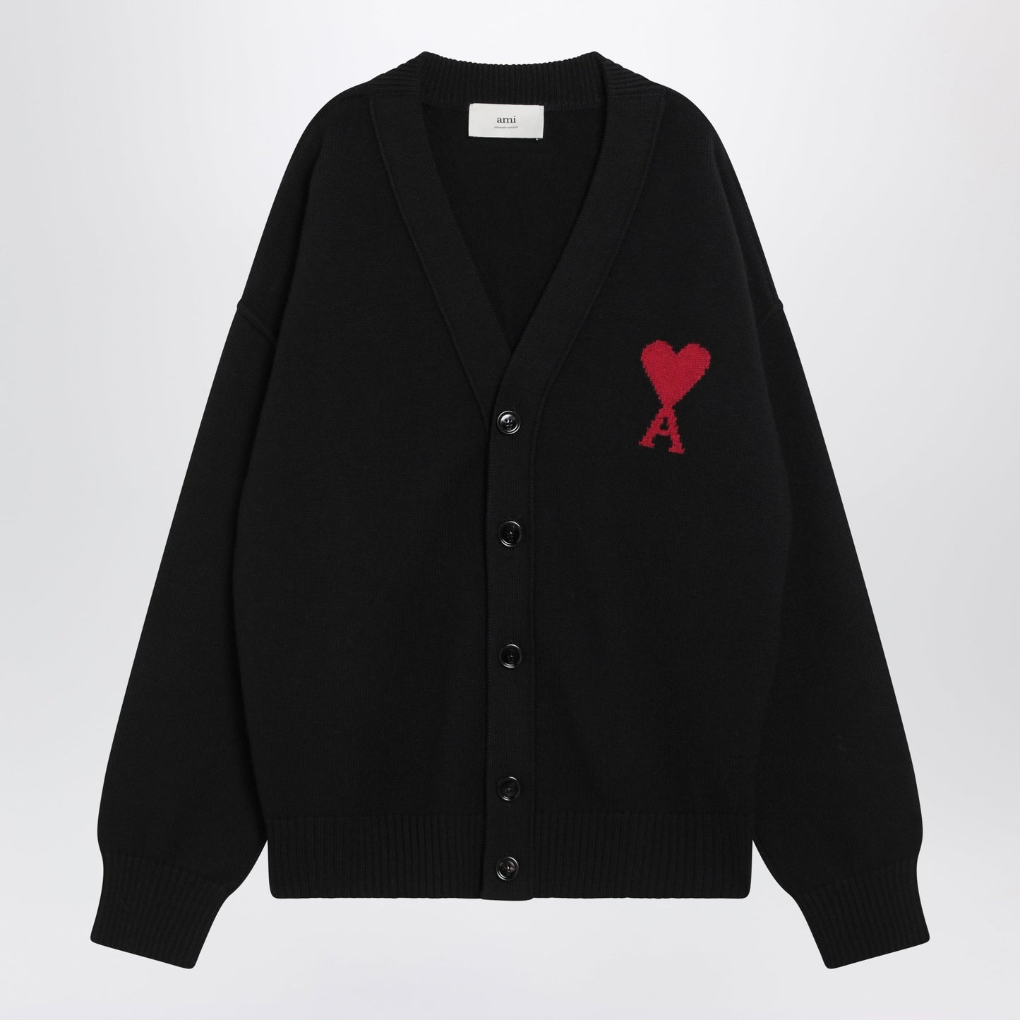 Ami Paris Black Ami De Coeur Wool Cardigan Men AMI PARIS