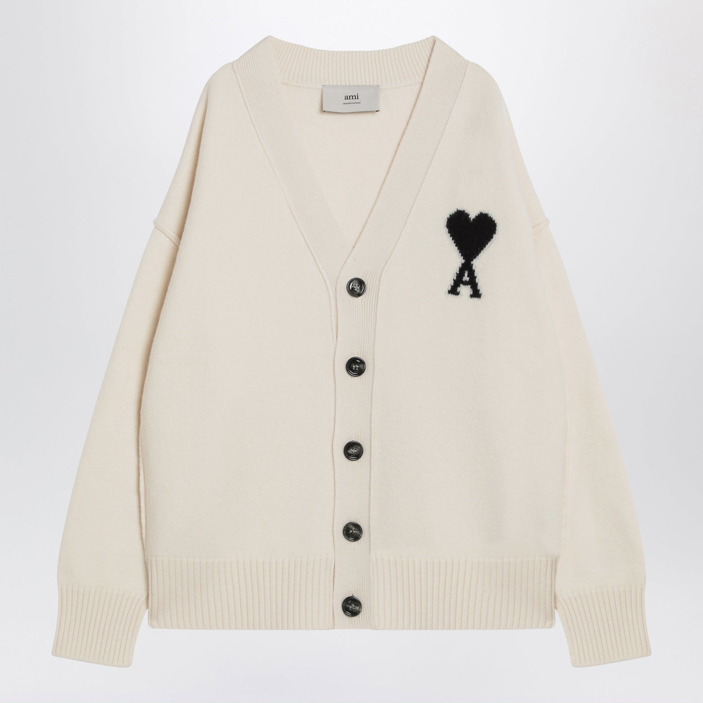 Ami Paris White Ami De Coeur Wool Cardigan Men AMI PARIS