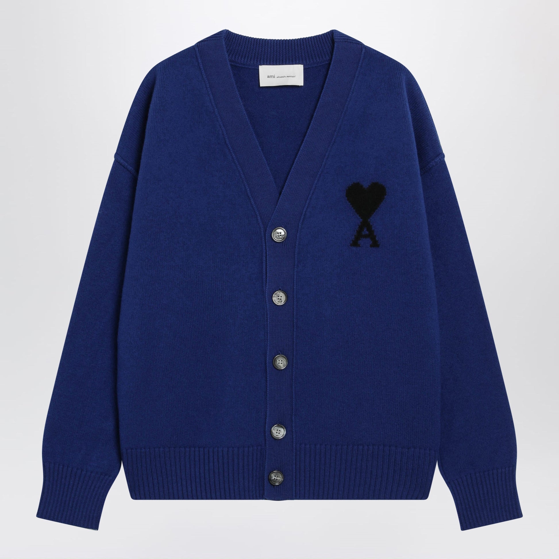 Ami Paris Blue Ami De Coeur Wool Cardigan Men AMI PARIS