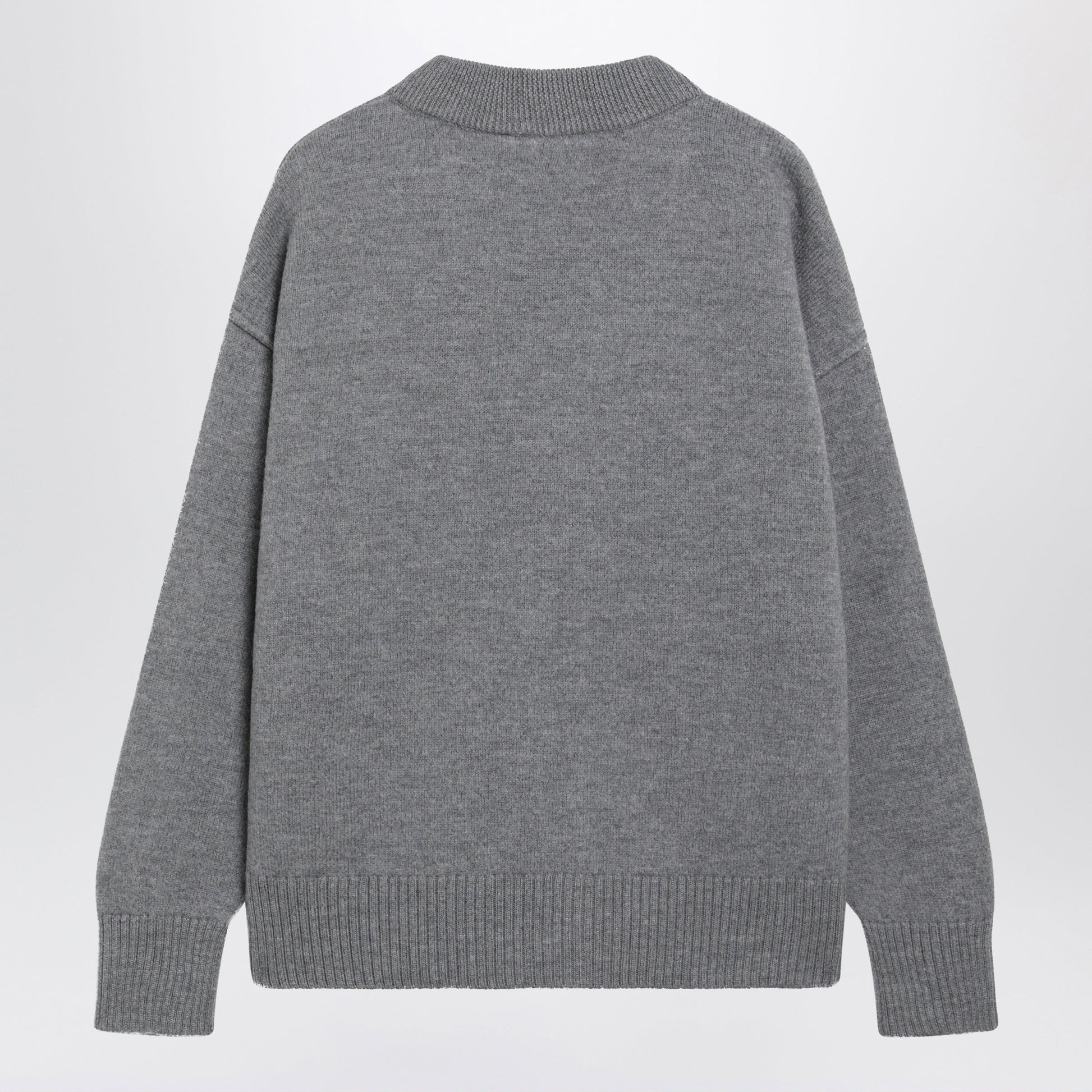 Ami Paris Grey Ami De Coeur Merino Wool Cardigan Men AMI PARIS