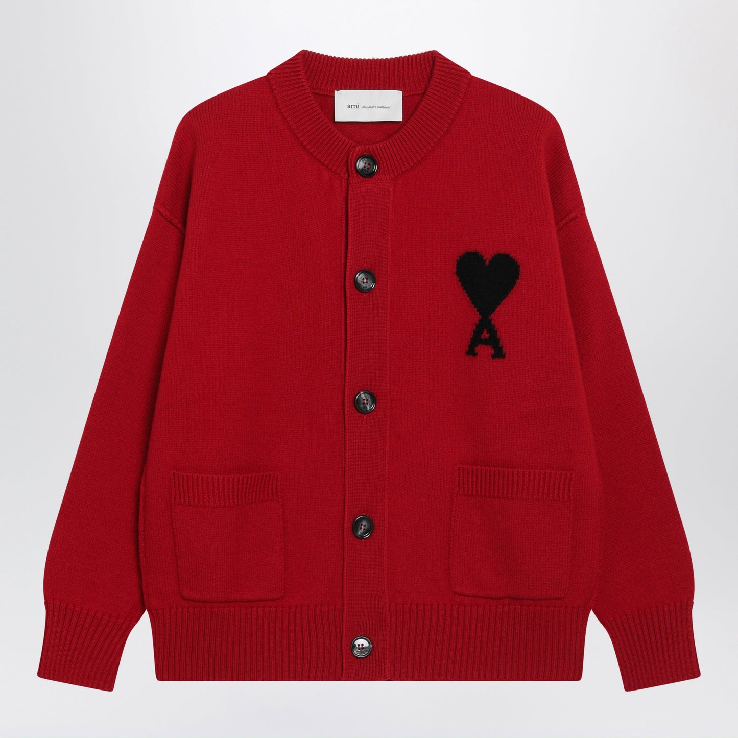 Ami Paris Ruby Red Ami De Coeur Merino Wool Cardigan Women AMI PARIS