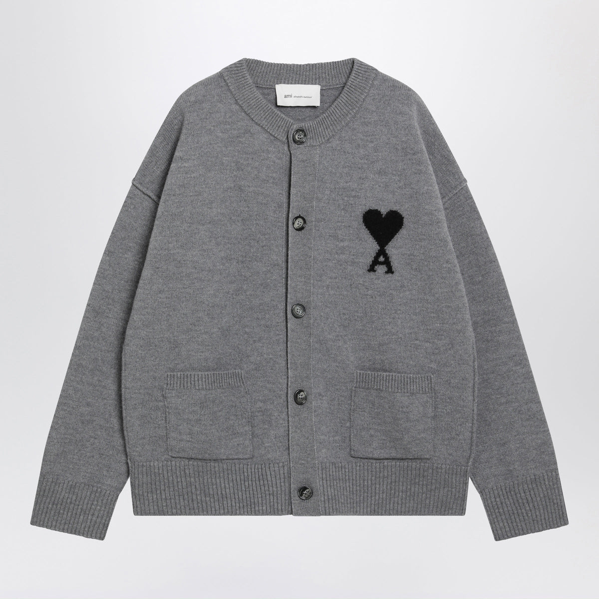 Ami Paris Grey Ami De Coeur Cardigan Men AMI PARIS