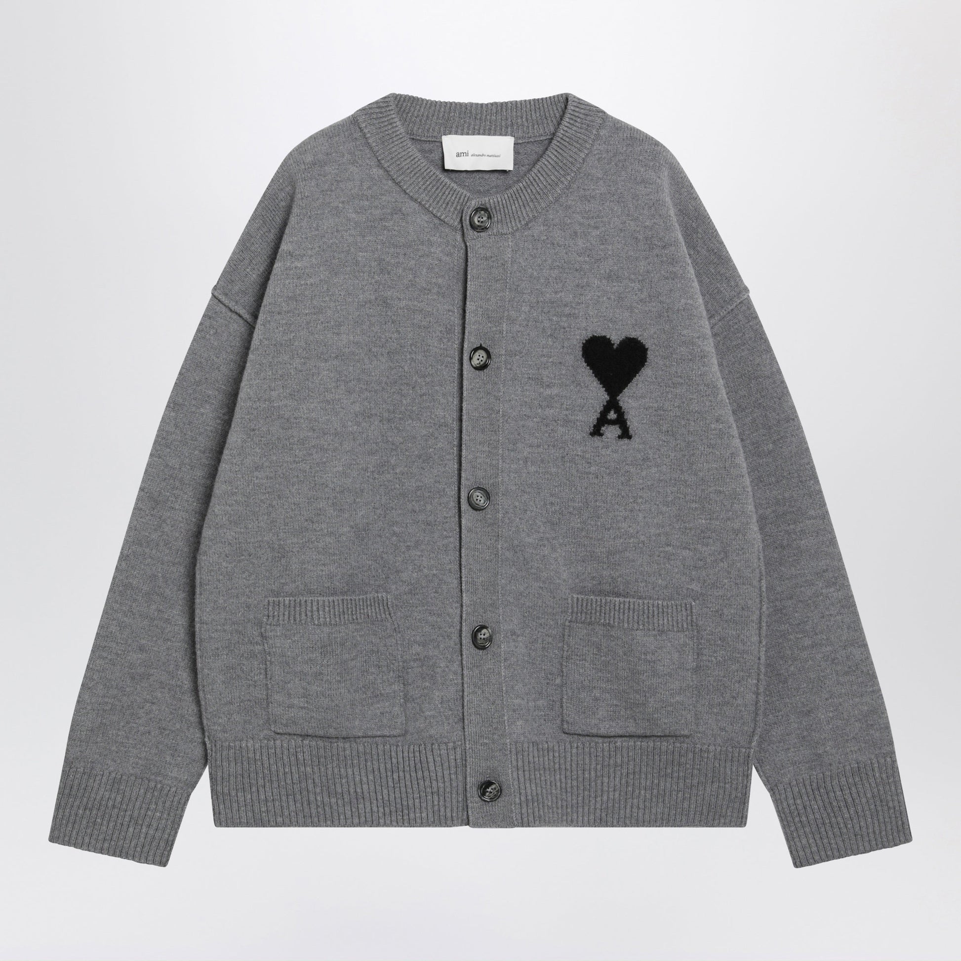 Ami Paris Grey Ami De Coeur Cardigan Men AMI PARIS