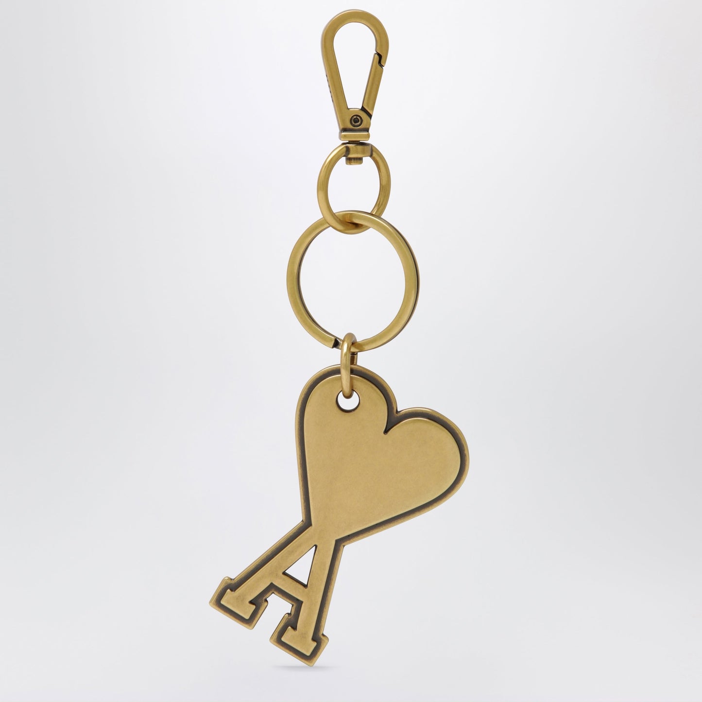 Ami Paris Ami De Coeur Metal Keyring In Vibrated Brass Men AMI PARIS