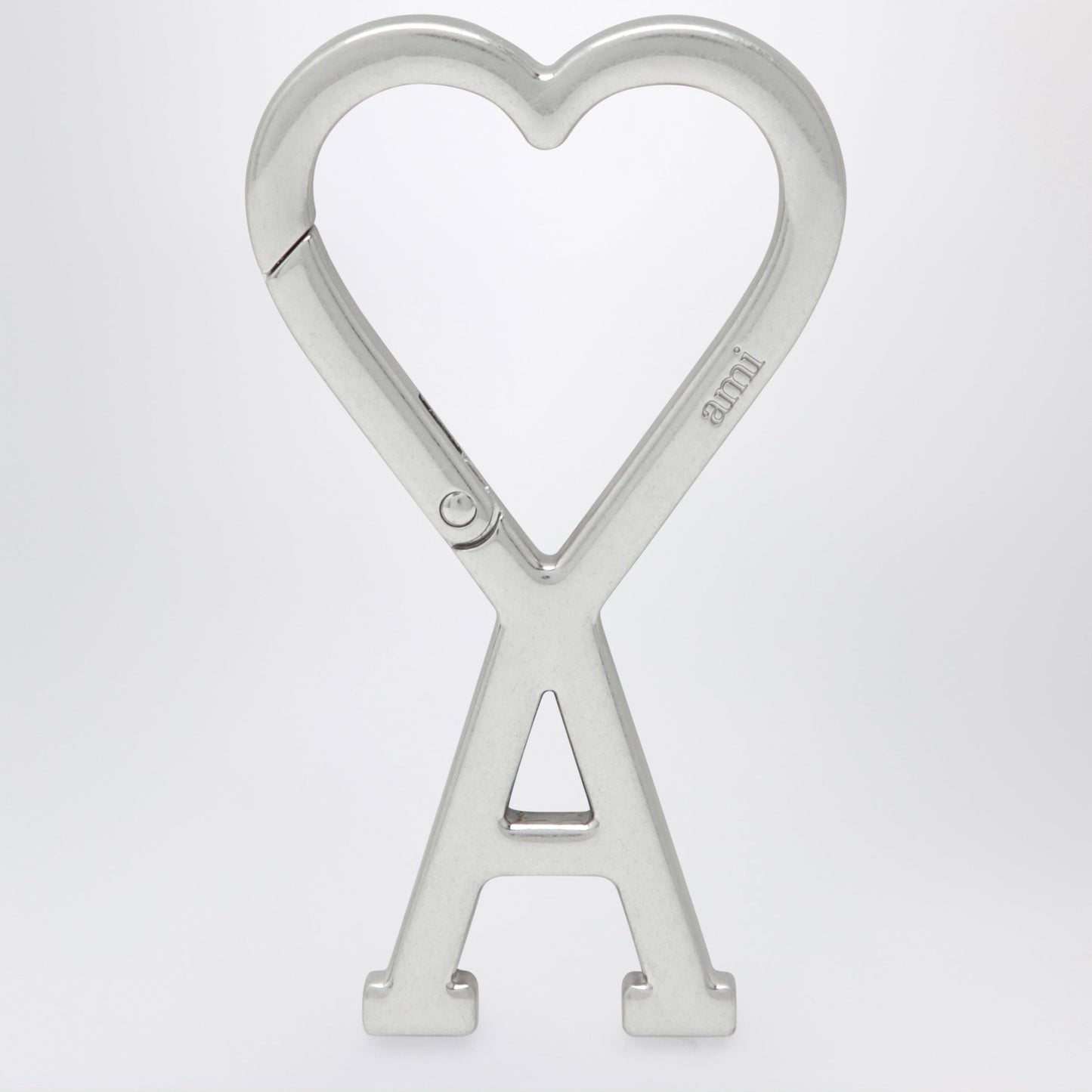 Ami Paris Ami De Cå“Ur Carabiner Keyring In Metal, Silver Men AMI PARIS