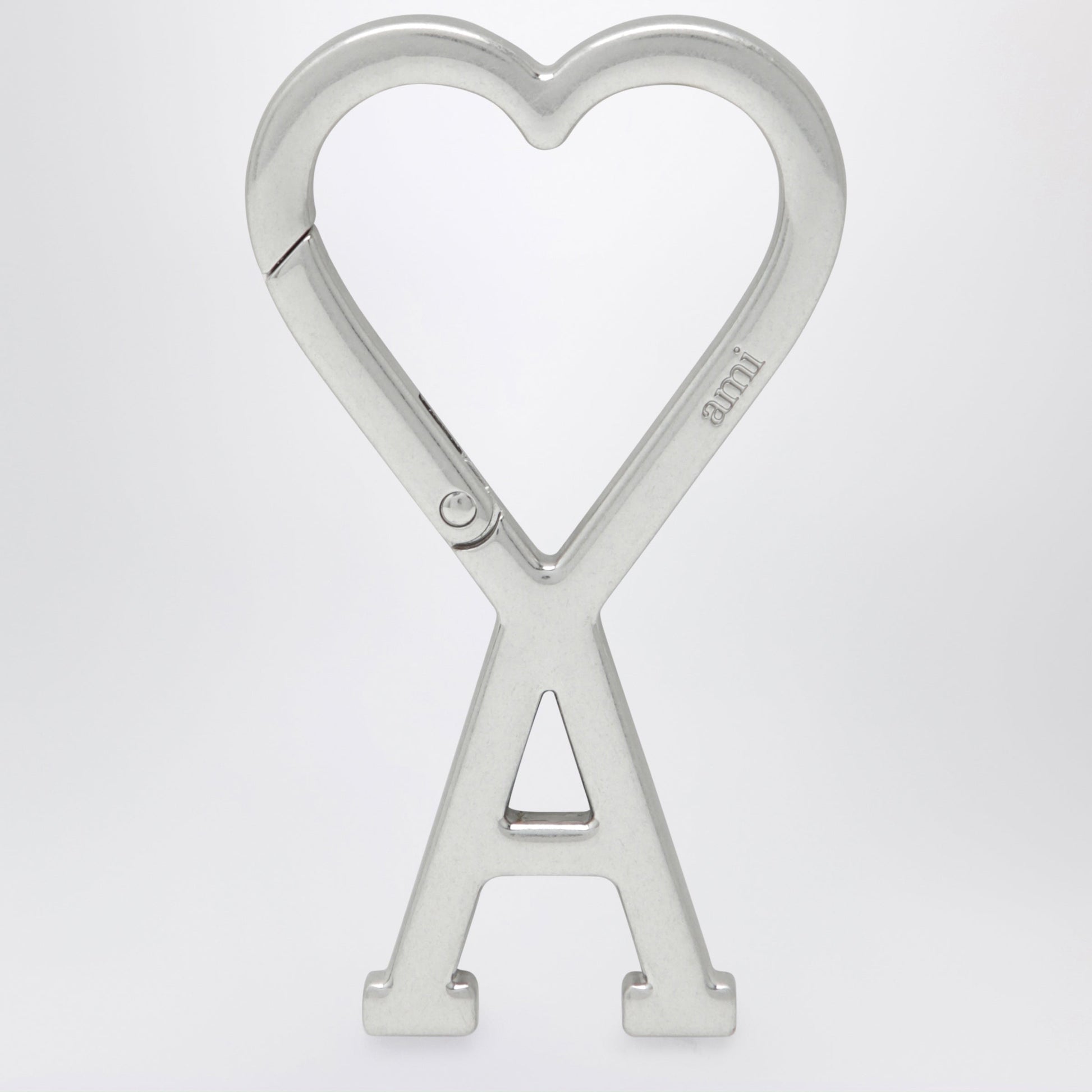 Ami Paris Ami De Cå“Ur Carabiner Keyring In Metal, Silver Men AMI PARIS
