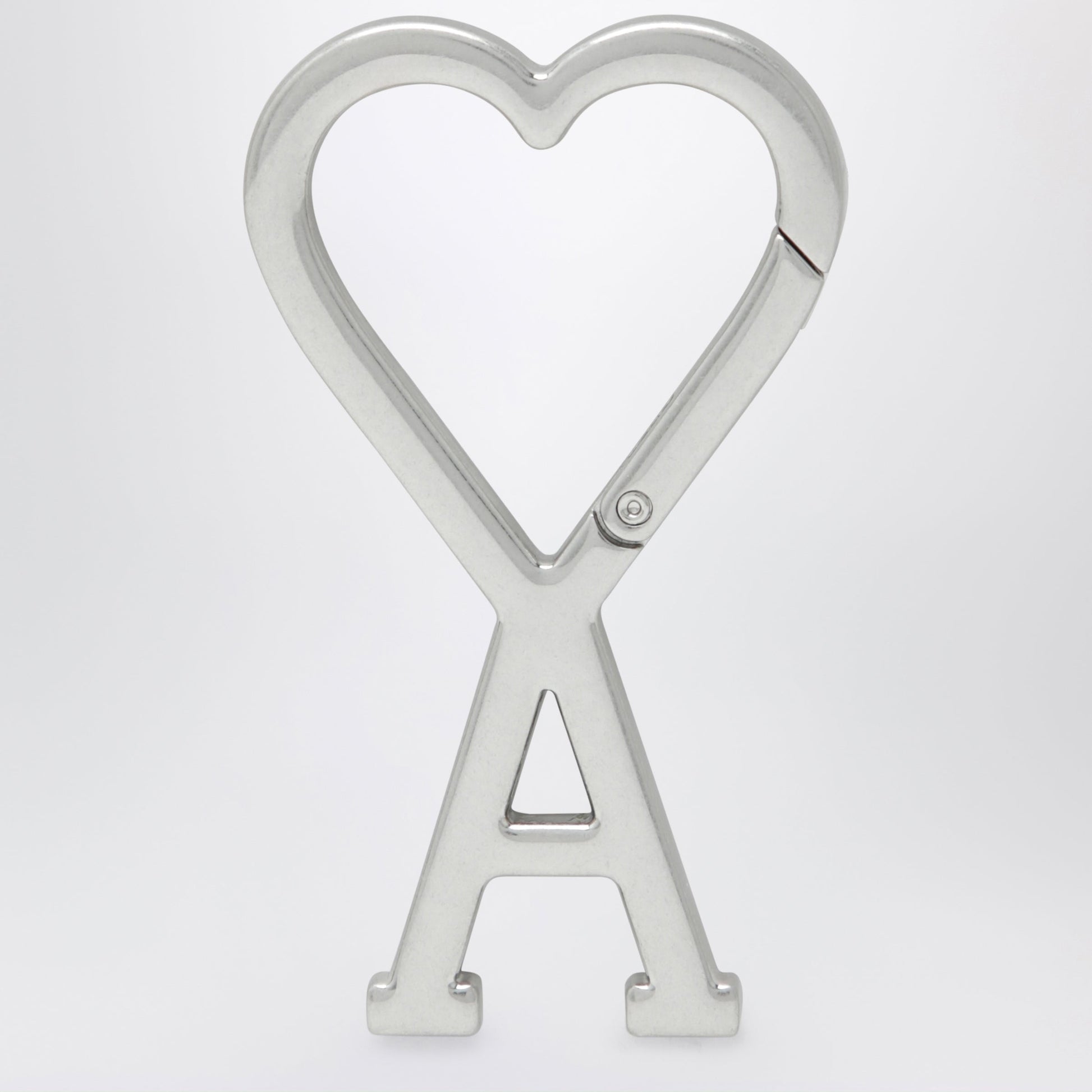 Ami Paris Ami De Cå“Ur Carabiner Keyring In Metal, Silver Men AMI PARIS