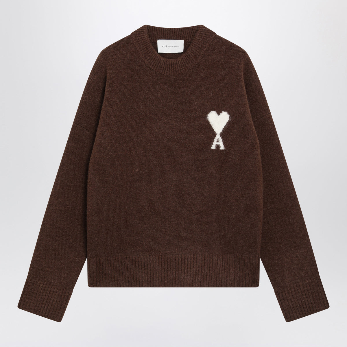 Ami Paris Brown Ami De Coeur Wool Sweater Men AMI PARIS