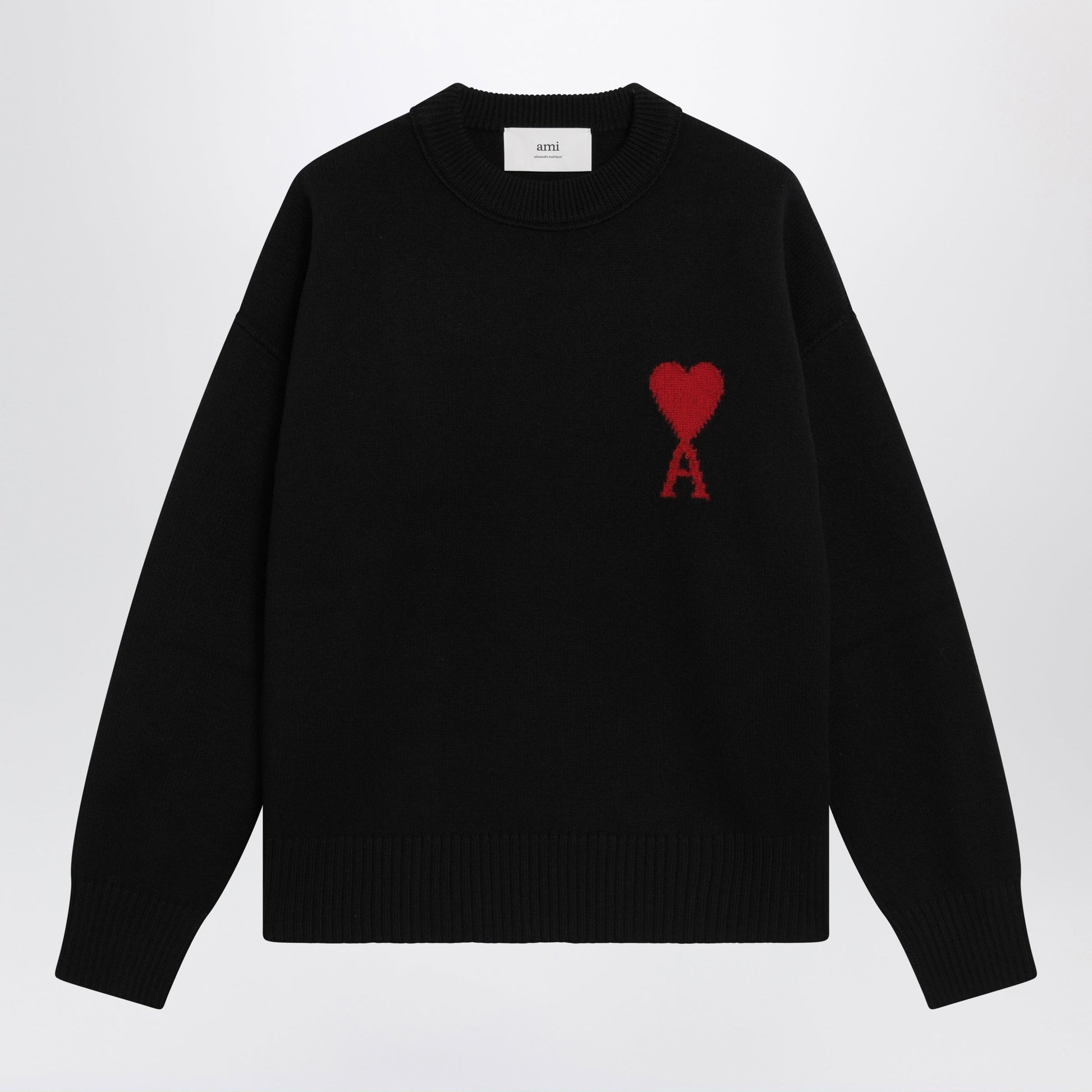 Ami Paris Black Ami De Coeur Virgin Wool Sweater Women AMI PARIS