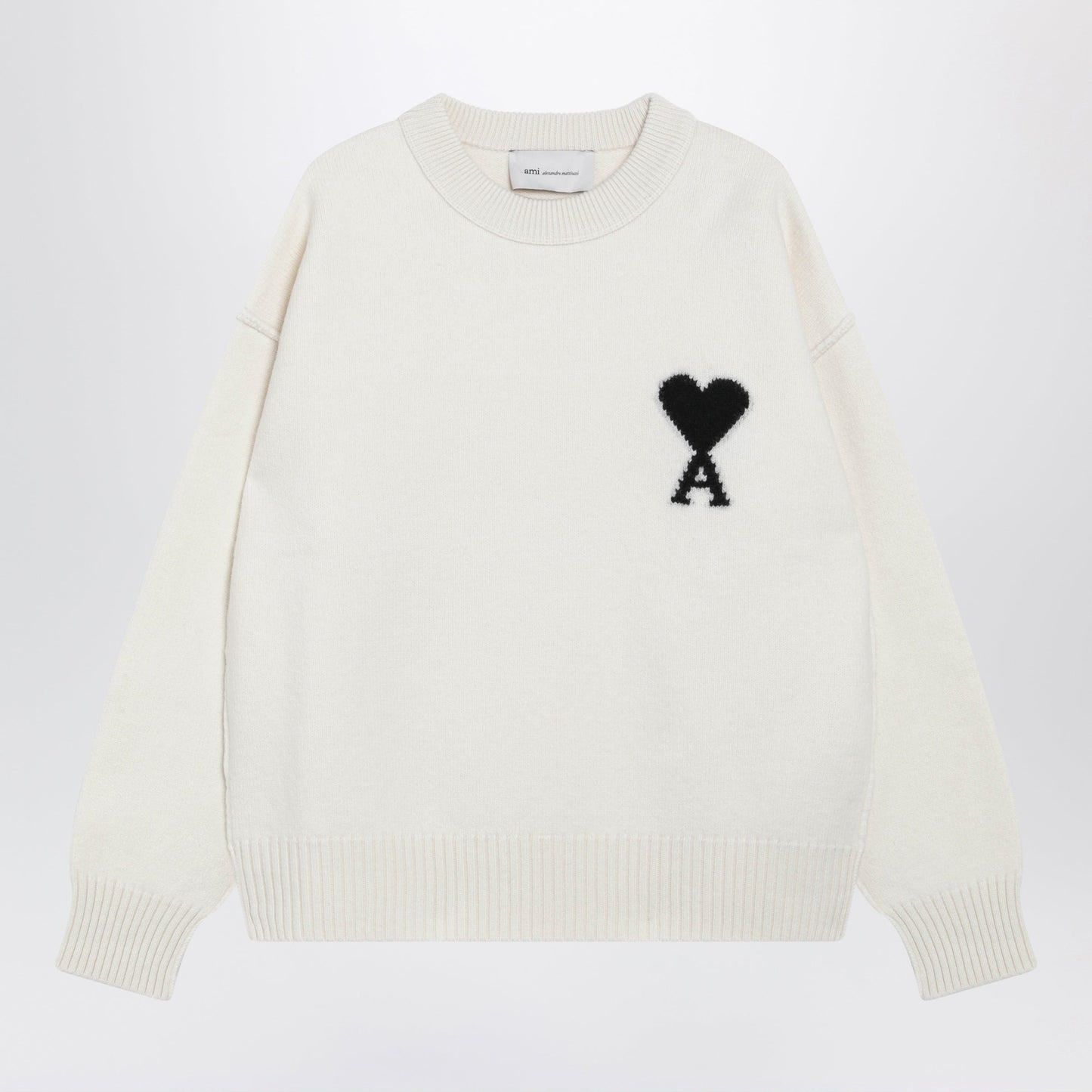 Ami Paris Ami De Coeur Sweater In White Virgin Wool Women AMI PARIS