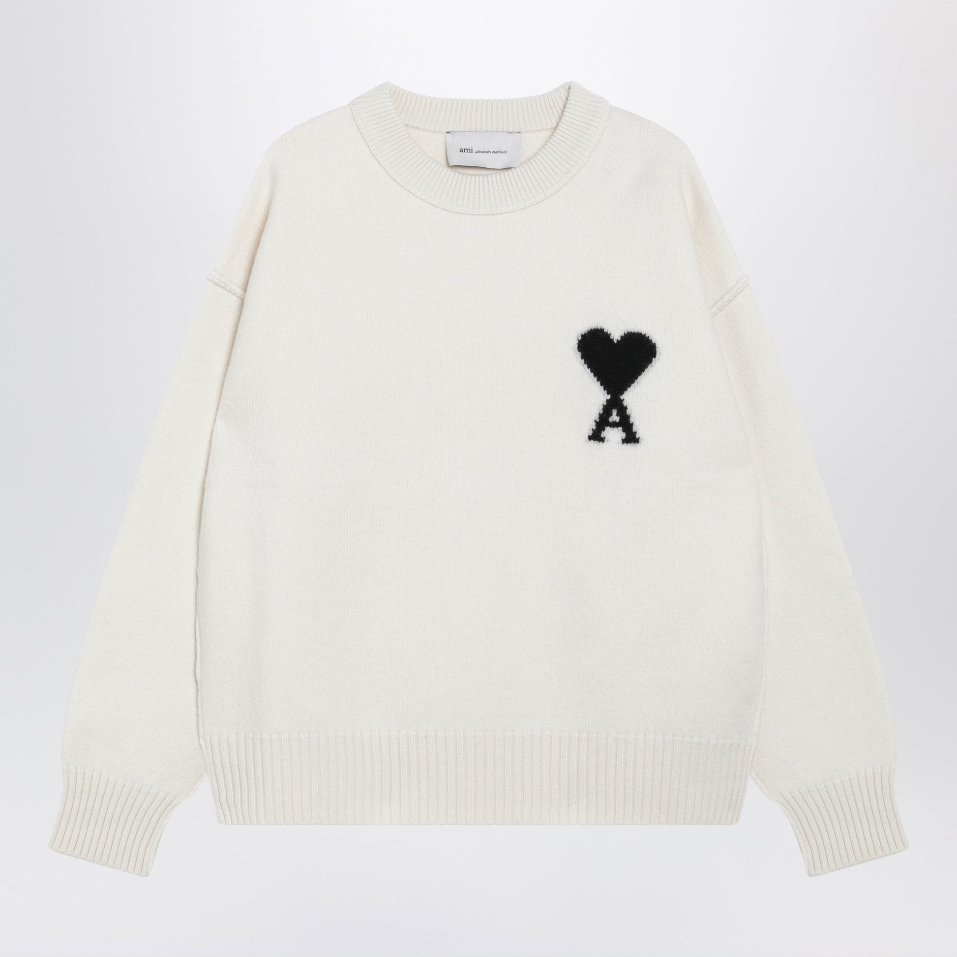 Ami Paris Ami De Coeur Sweater In White Virgin Wool Women AMI PARIS