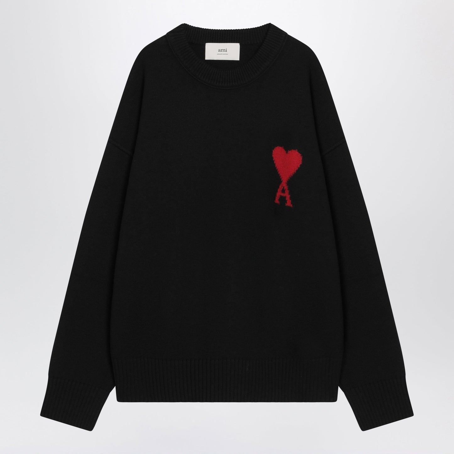 Ami Paris Black Wool Sweater Ami De Coeur Men AMI PARIS