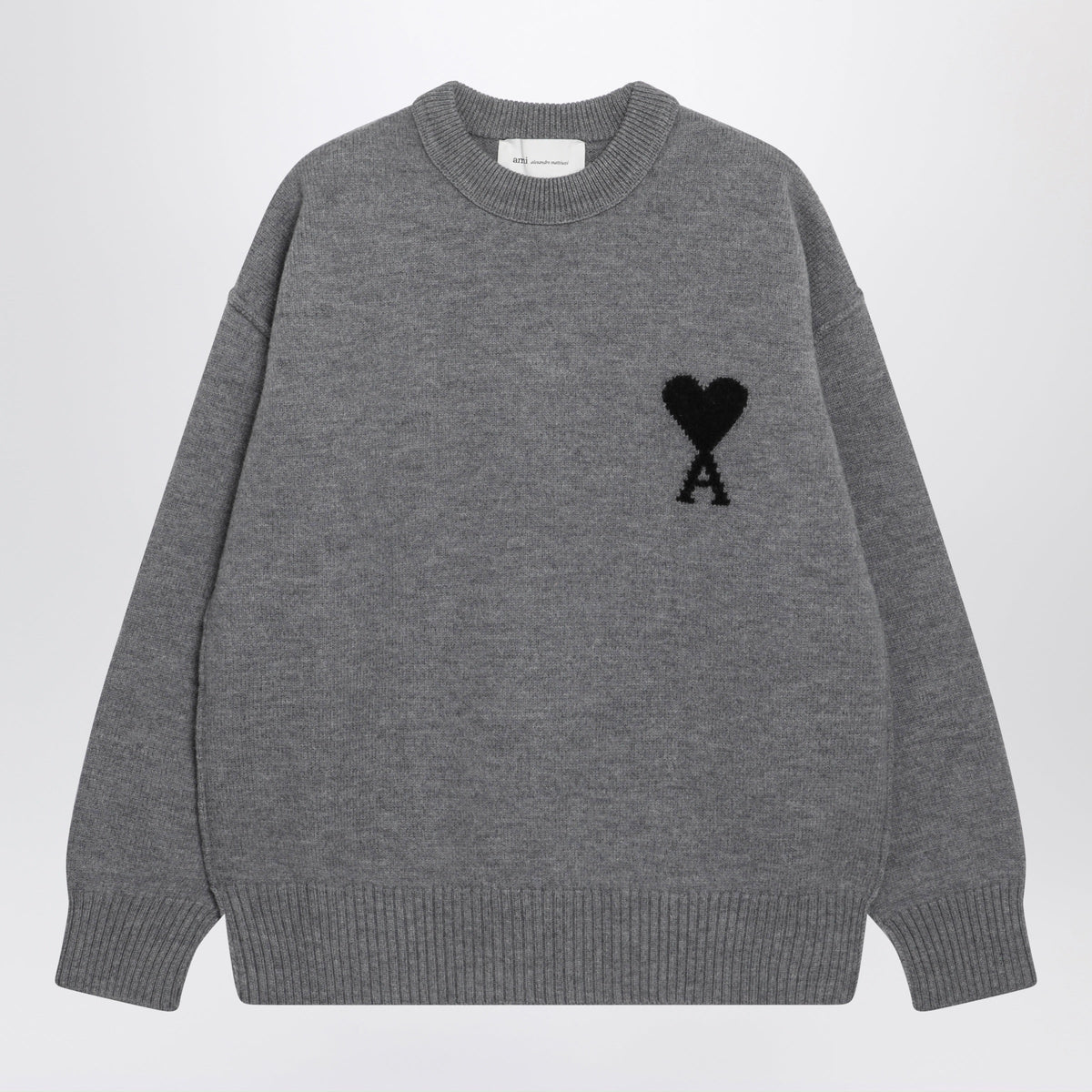 Ami Paris Grey Ami De Coeur Sweater In Wool Men AMI PARIS