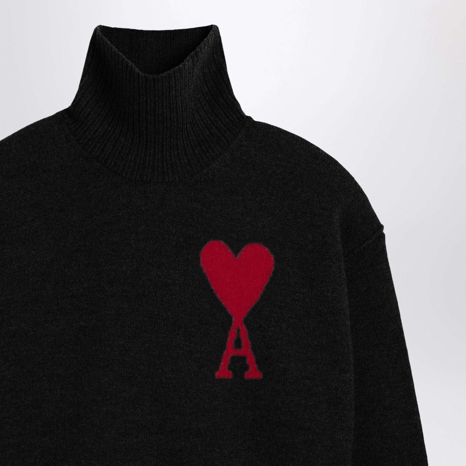Ami Paris Ami De Coeur Sweater In Black Merino Wool Knit Women AMI PARIS