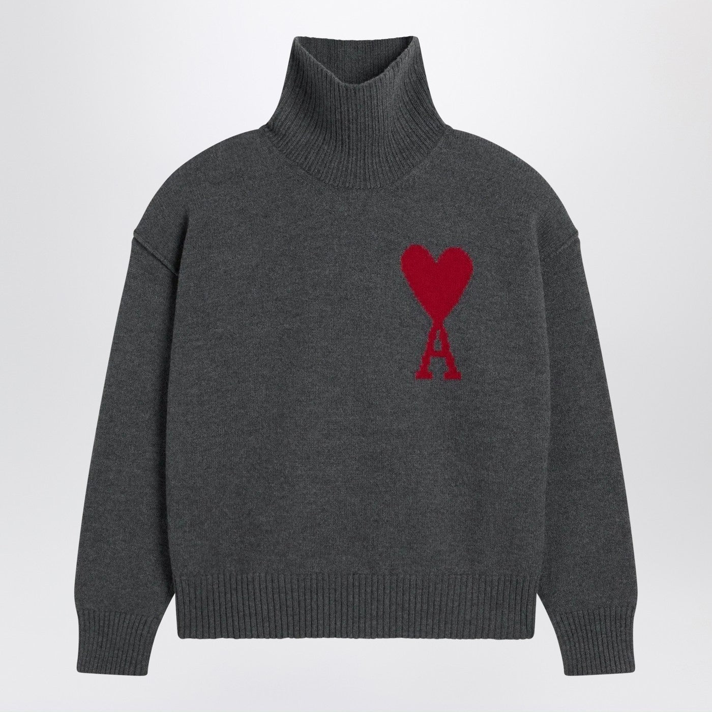 Ami Paris Grey Turtleneck Sweater Ami De Coeur Men AMI PARIS