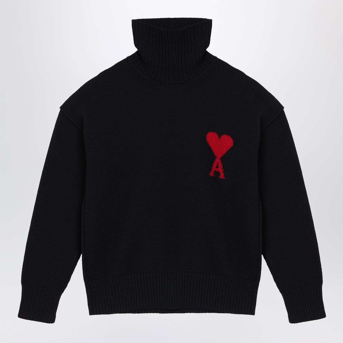 Ami Paris Black Ami De Coeur Turtleneck Sweater Men AMI PARIS