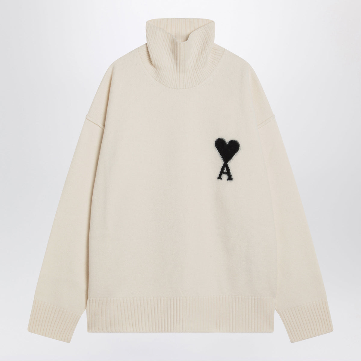 Ami Paris White Ami De Coeur Turtleneck Sweater Men AMI PARIS