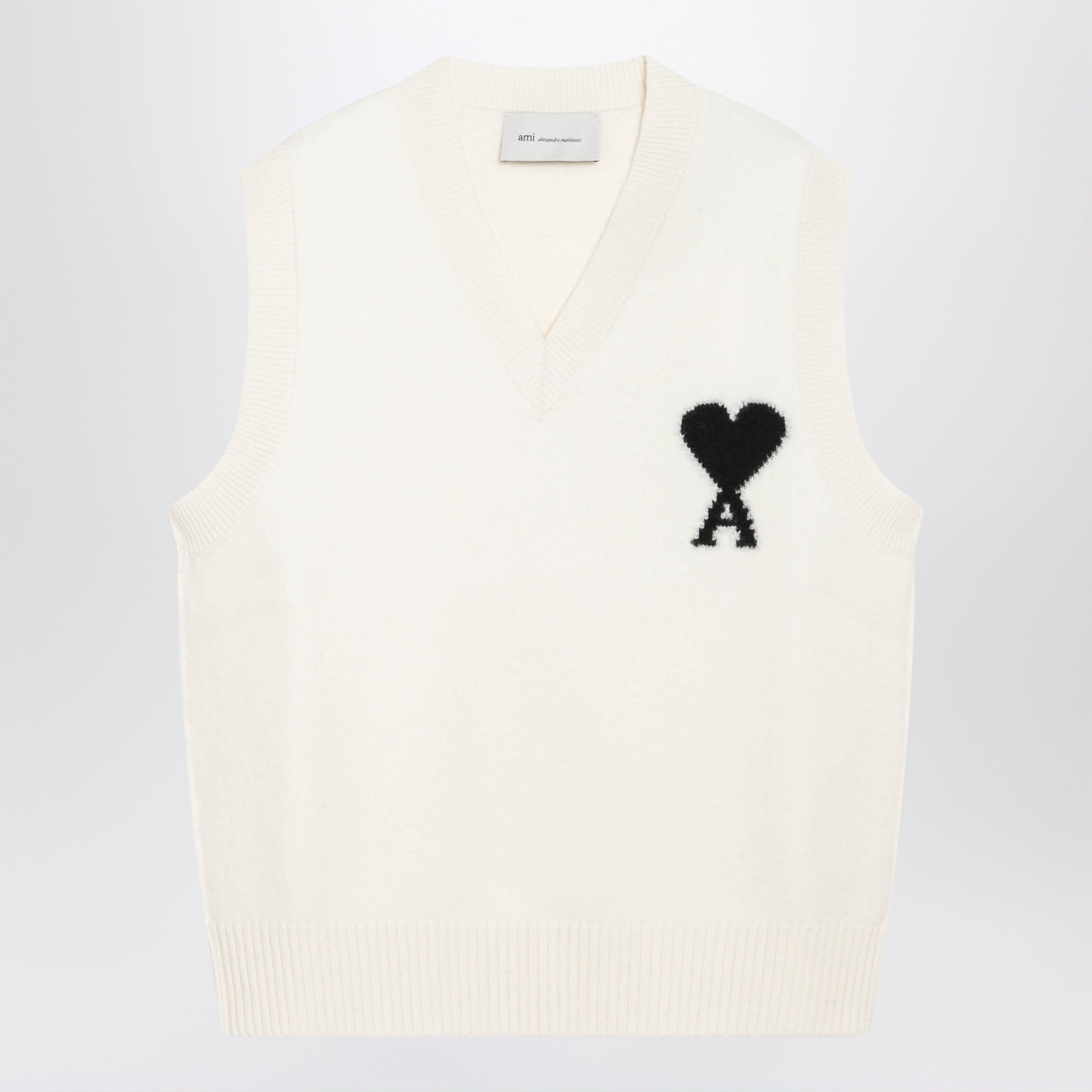Ami Paris White Ami De Coeur Wool Vest Men AMI PARIS