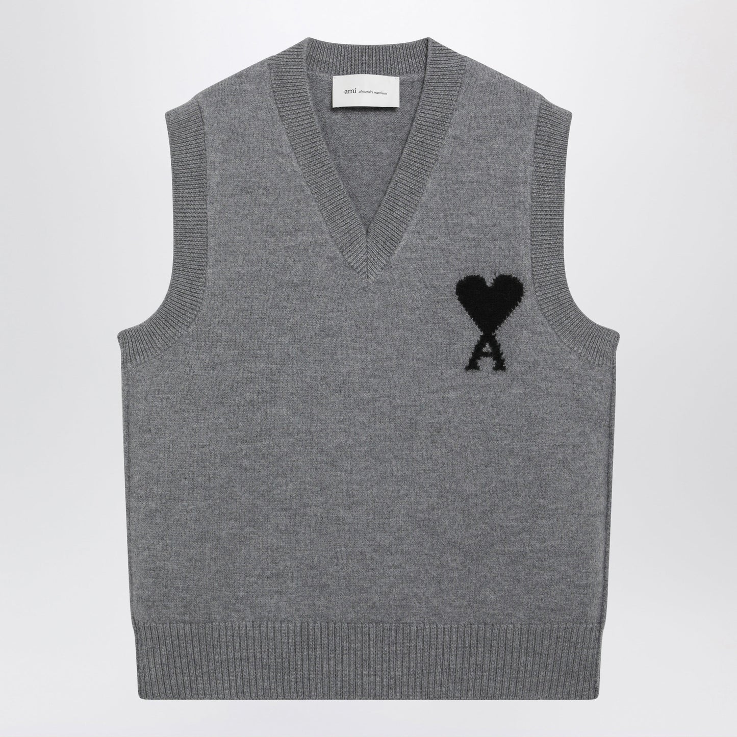 Ami Paris Grey Ami De Coeur Vest In Wool Men AMI PARIS